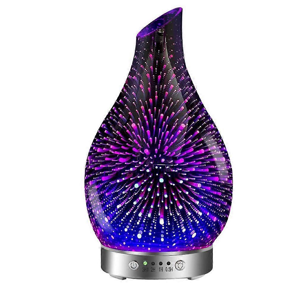 1pc 3D Oblique Firework Glass Aroma Diffuser for Home Bedroom (EU Plug)