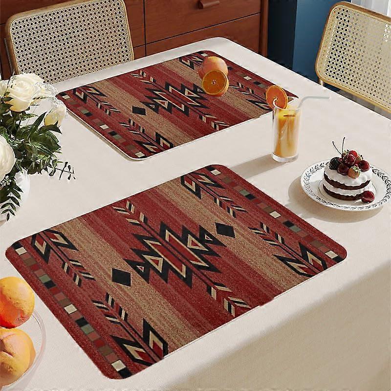 6piece set of placemats with geometric patterns, PVC, heatresistant, table insulation, 6 placemats, nonslip dining mats, decoration (Set of 2).