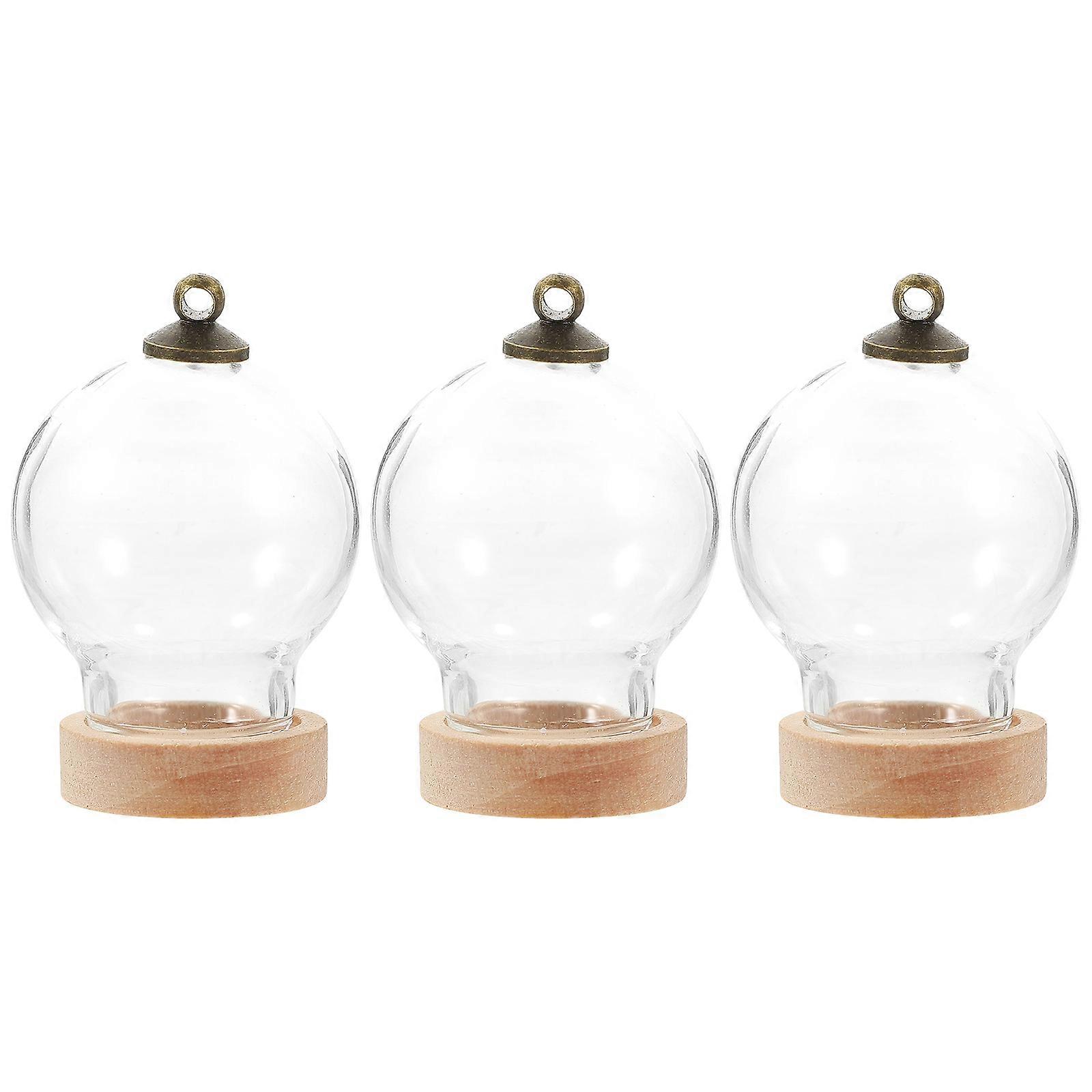 3pcs Mini Glass Dome Display Cloche for Flowers Crafts Transparent Dome with Base Decorative Case for Centerpieces Plants Collectibles
