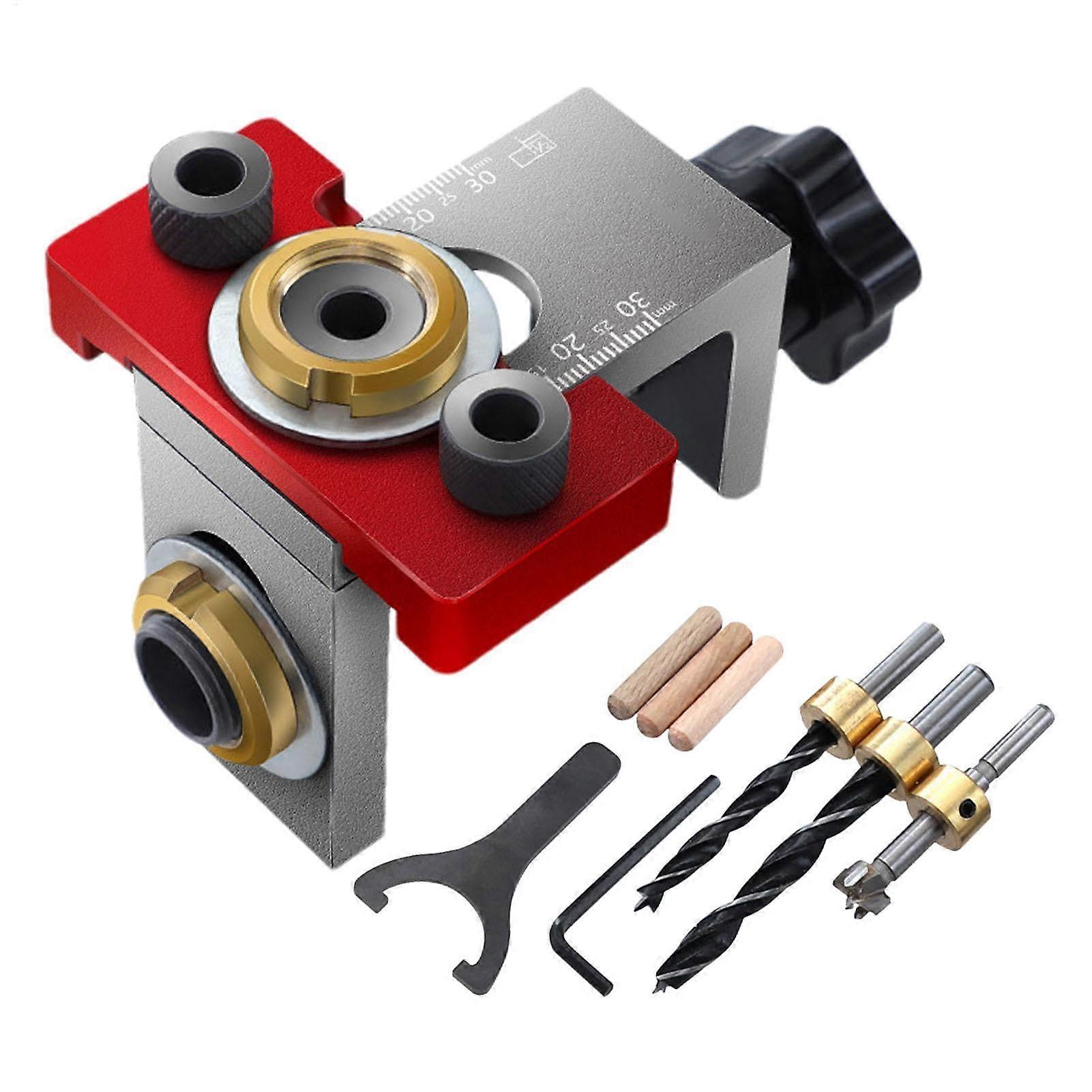 Doweling Jig for Woodworking - Adjustable Drill Guide Locator for Straight Holes - Professional Centering Tool with Brass Stop Ring