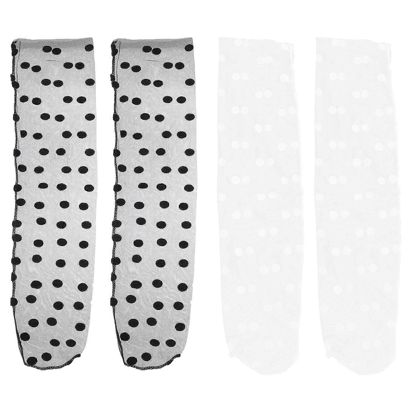 Cute Crew Socks Elegant Dot Socks Girls Comfortable Polypropylene Middle Calf Length 2Pcs