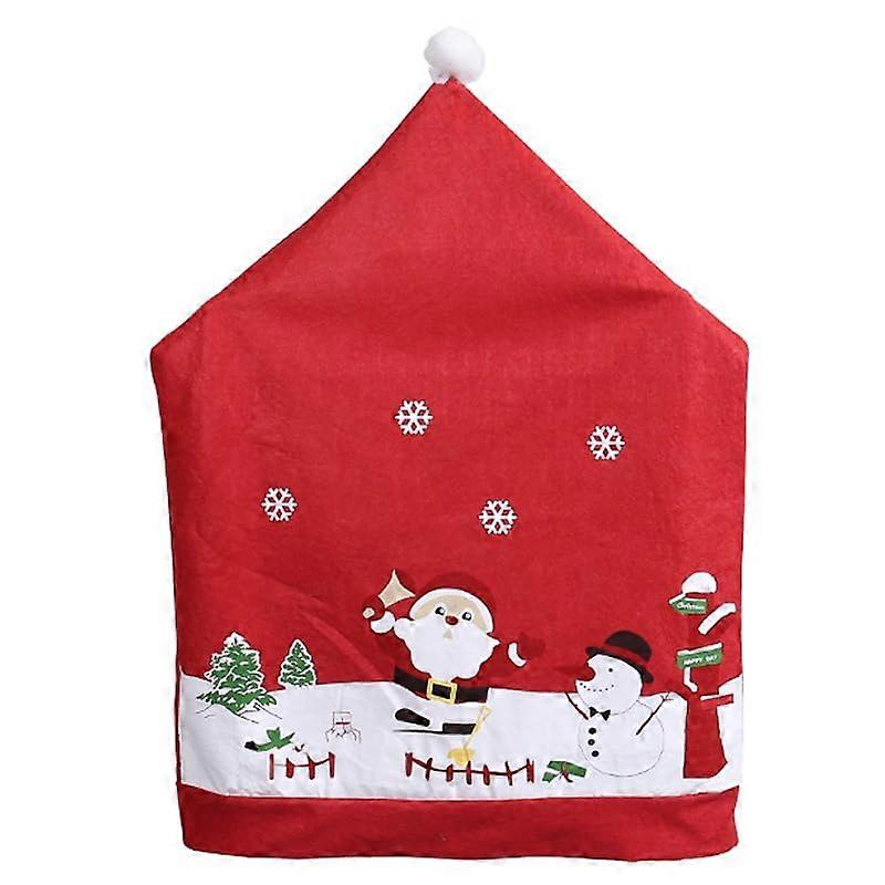 Christmas chairs with backrest featuring cartoon Santa Claus and snowman patterns, for Christmas, holidays, Year, and party decorations.