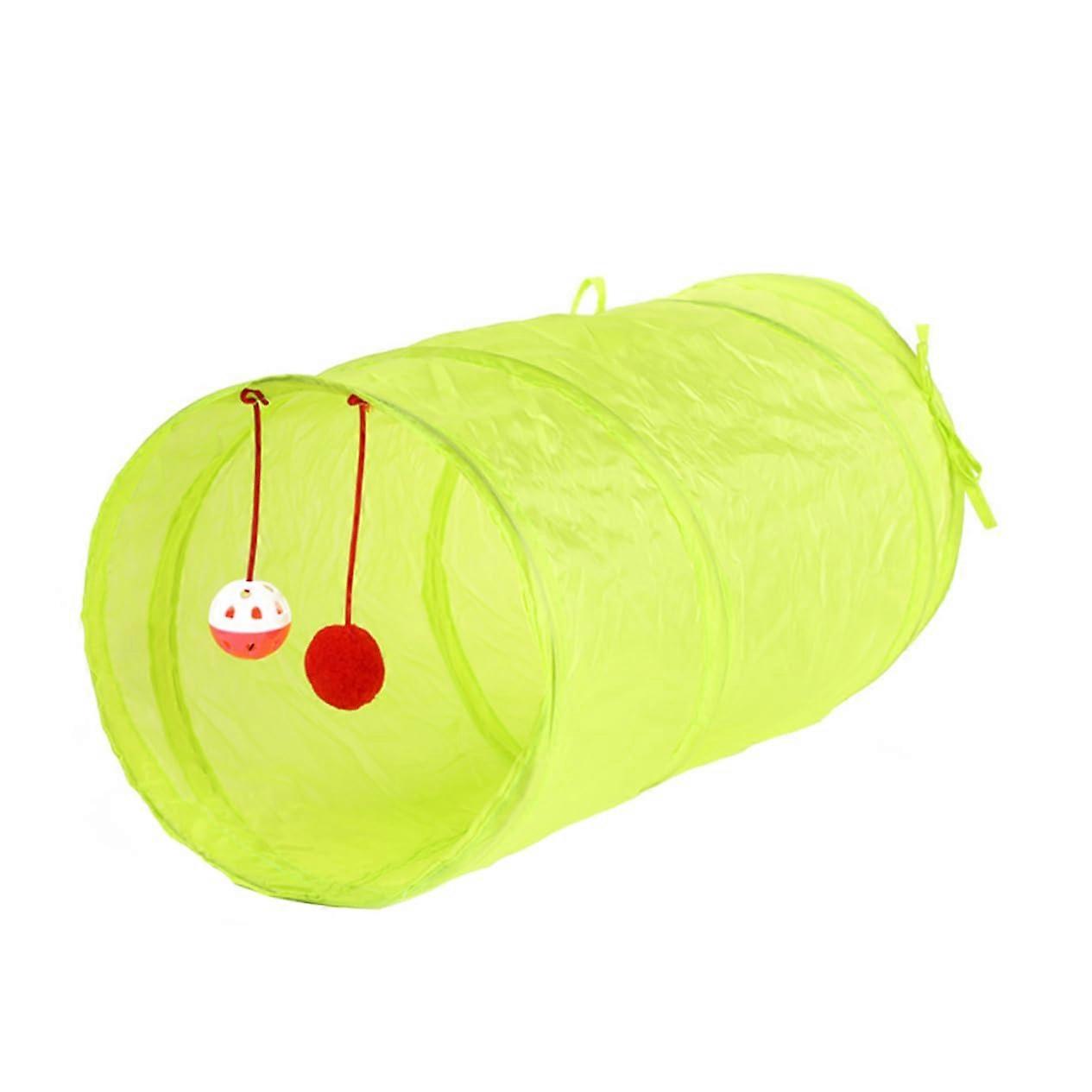 Foldable Cat Tunnel Made of Noise Paper, Portable Cat Toy, Fluorescent Green, Interactive for Cats, Cat Nest