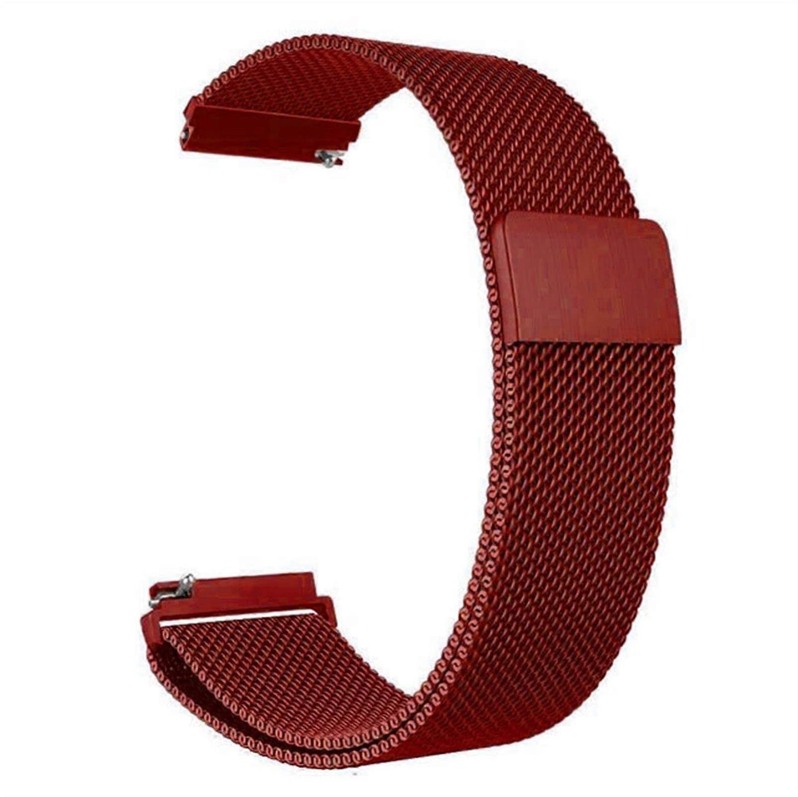 Stainless Steel Mesh Watch Strap Magnetic Closure Adjustable 18mm Red