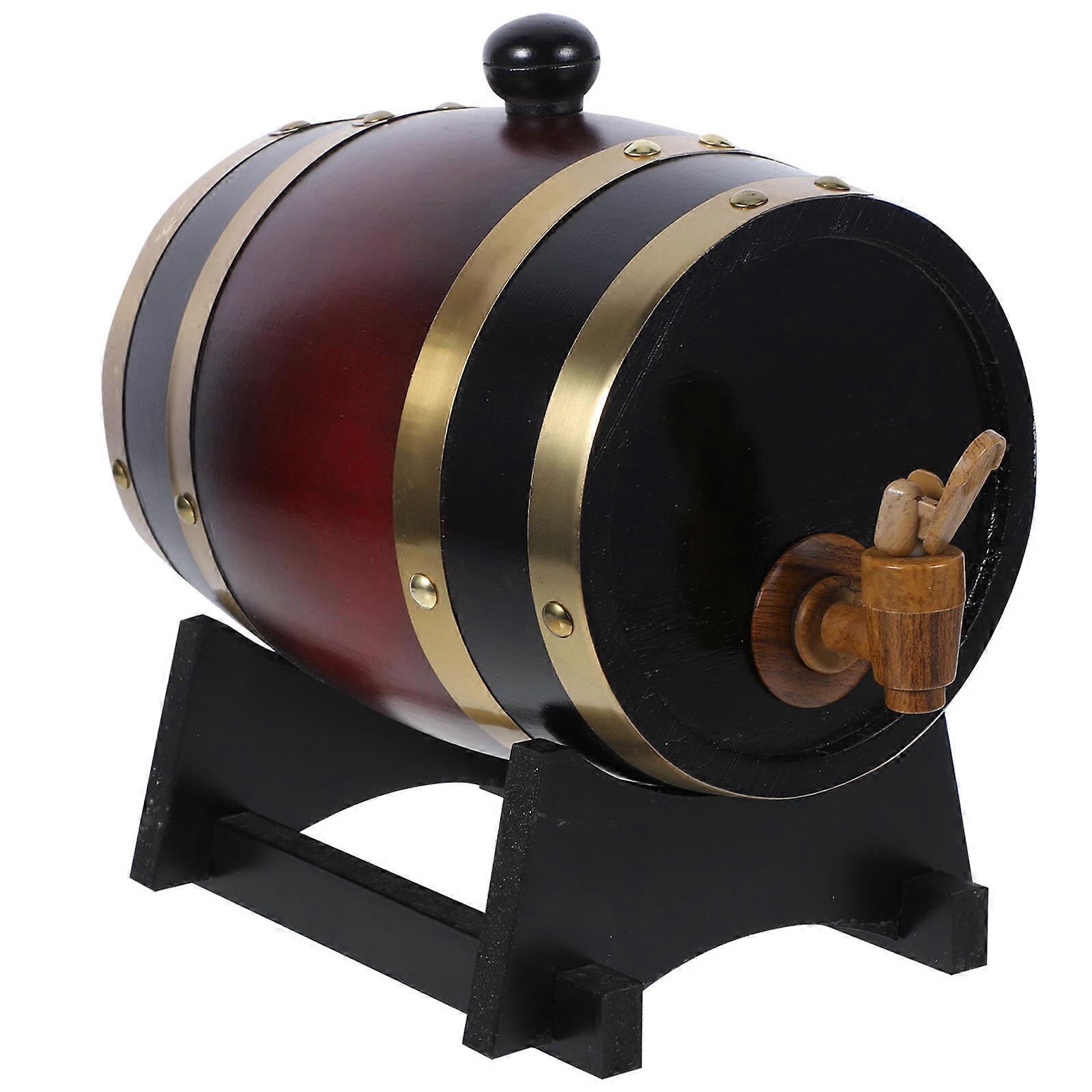 Beverage Dispenser Wooden Barrel For Spirits Home Retro Design 1.5L 1 Set
