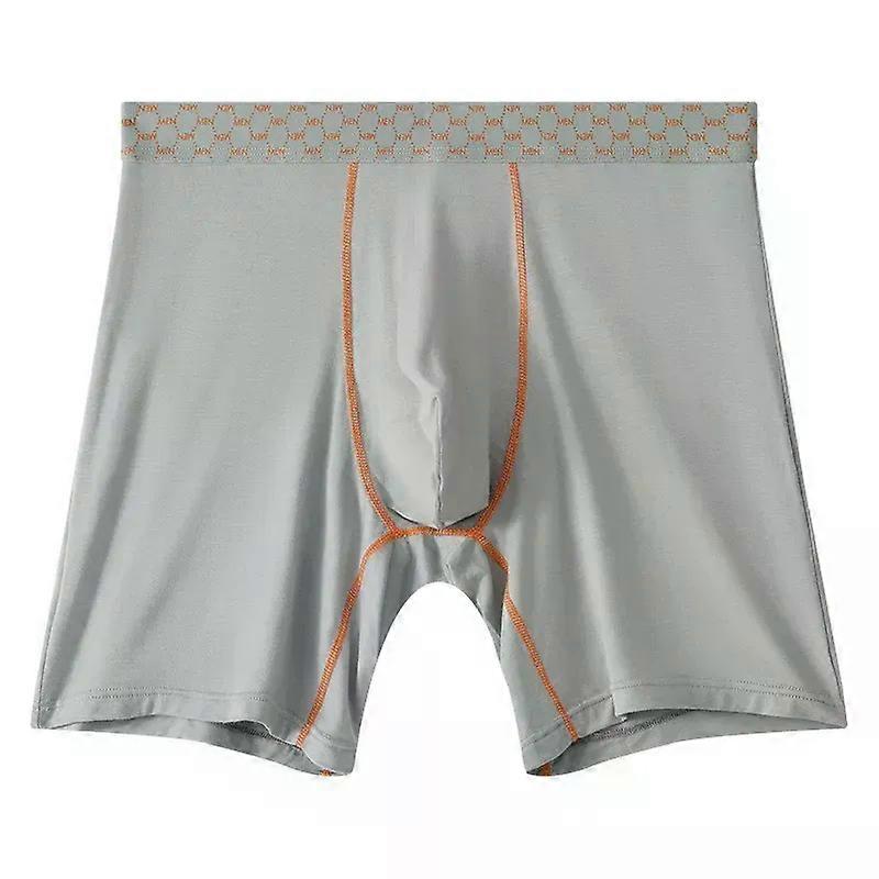 Men's Modal Legs Trunk Elongated Mid Length Yoga Shorts Stretch Comfy Sweat Absorption Casual Sports Mid-rise Bulge Pouch Boxers