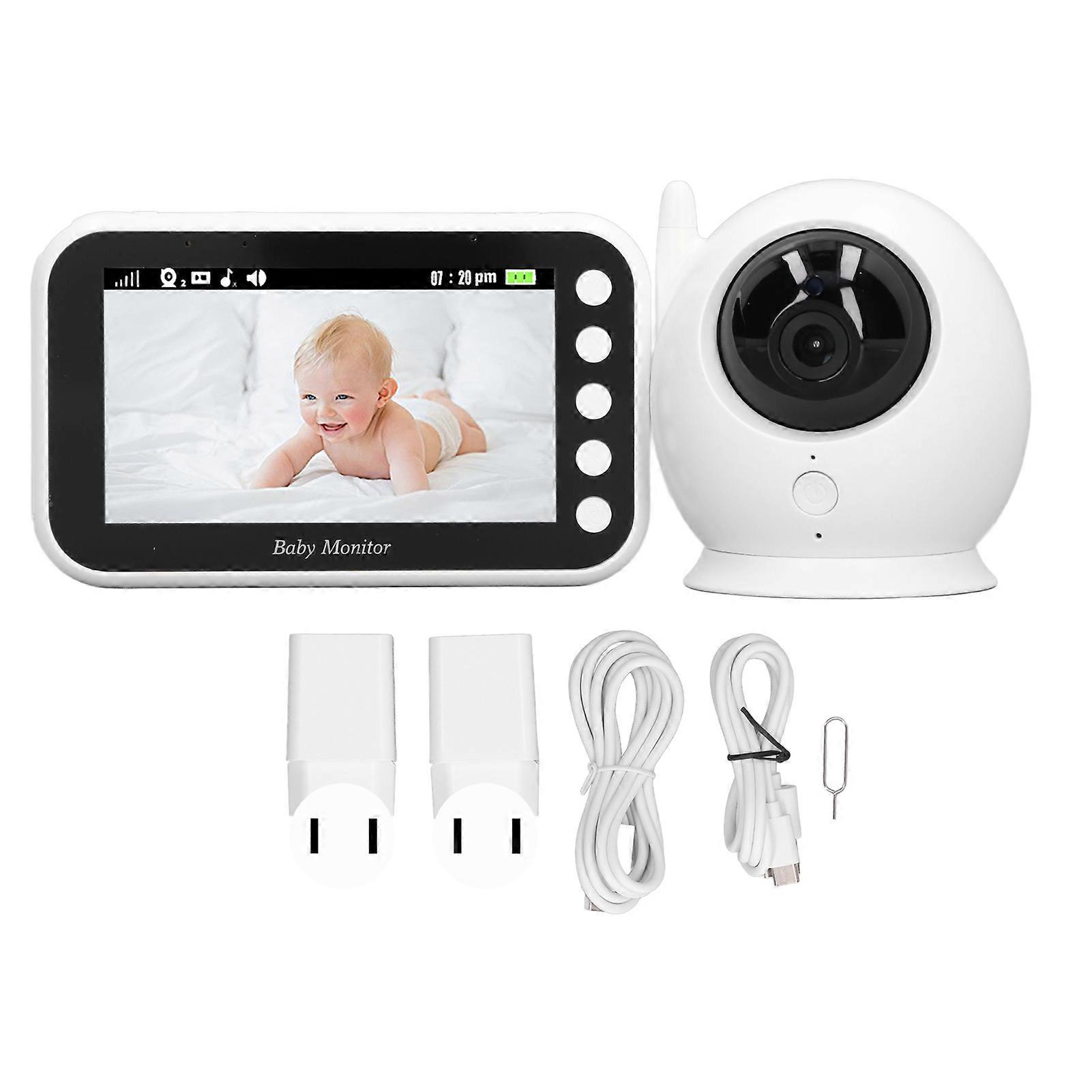 Baby Monitor 360 Degree Rotation 4.3 Inch LCD Screen with Infrared Night Vision Two Way Talk and 8 Lullabies US Plug 100-240V