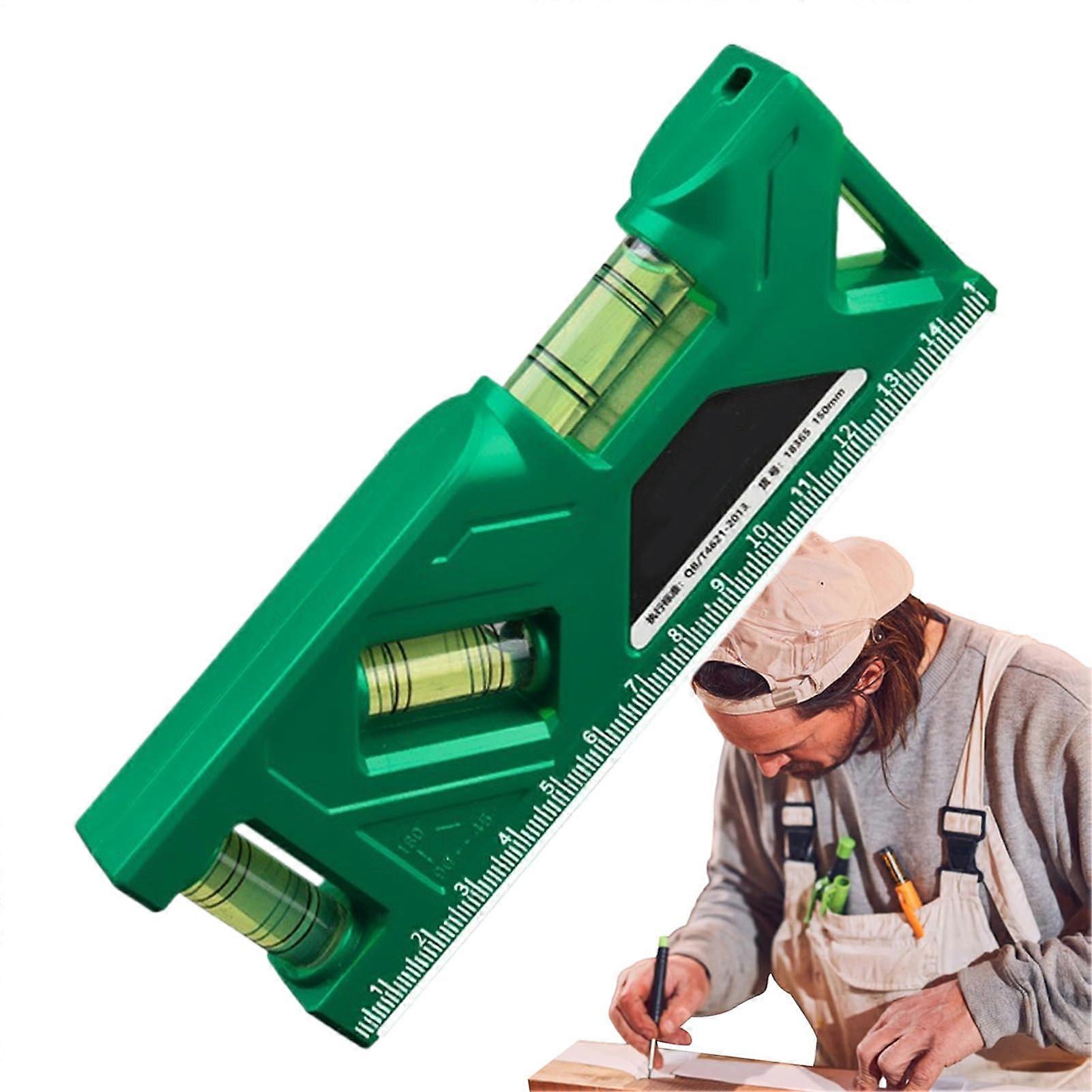 Small Leveler Tool - Precision Leveler 150mm, Compact Multi-Functional Bubble Level for Woodworking and Construction, Green