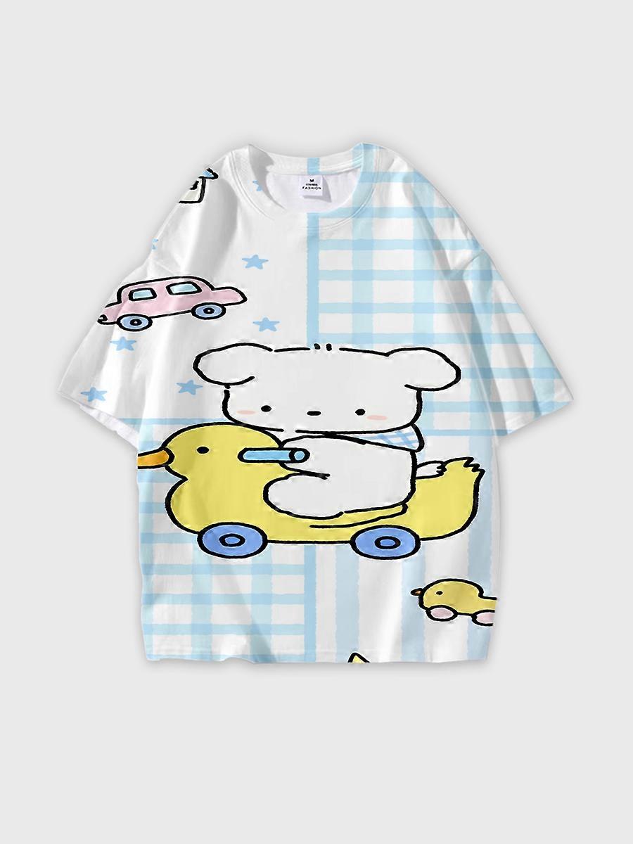 T-shirt round neck Pattern loose short sleeve P2176