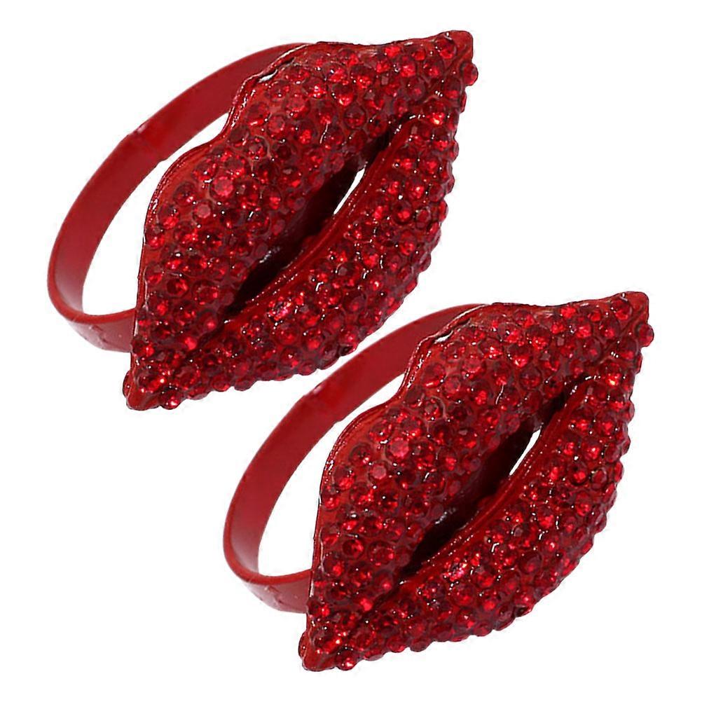 Romantic Red Alloy Napkin Rings Set for Dining Table Decor and Special Occasions 2 Pieces