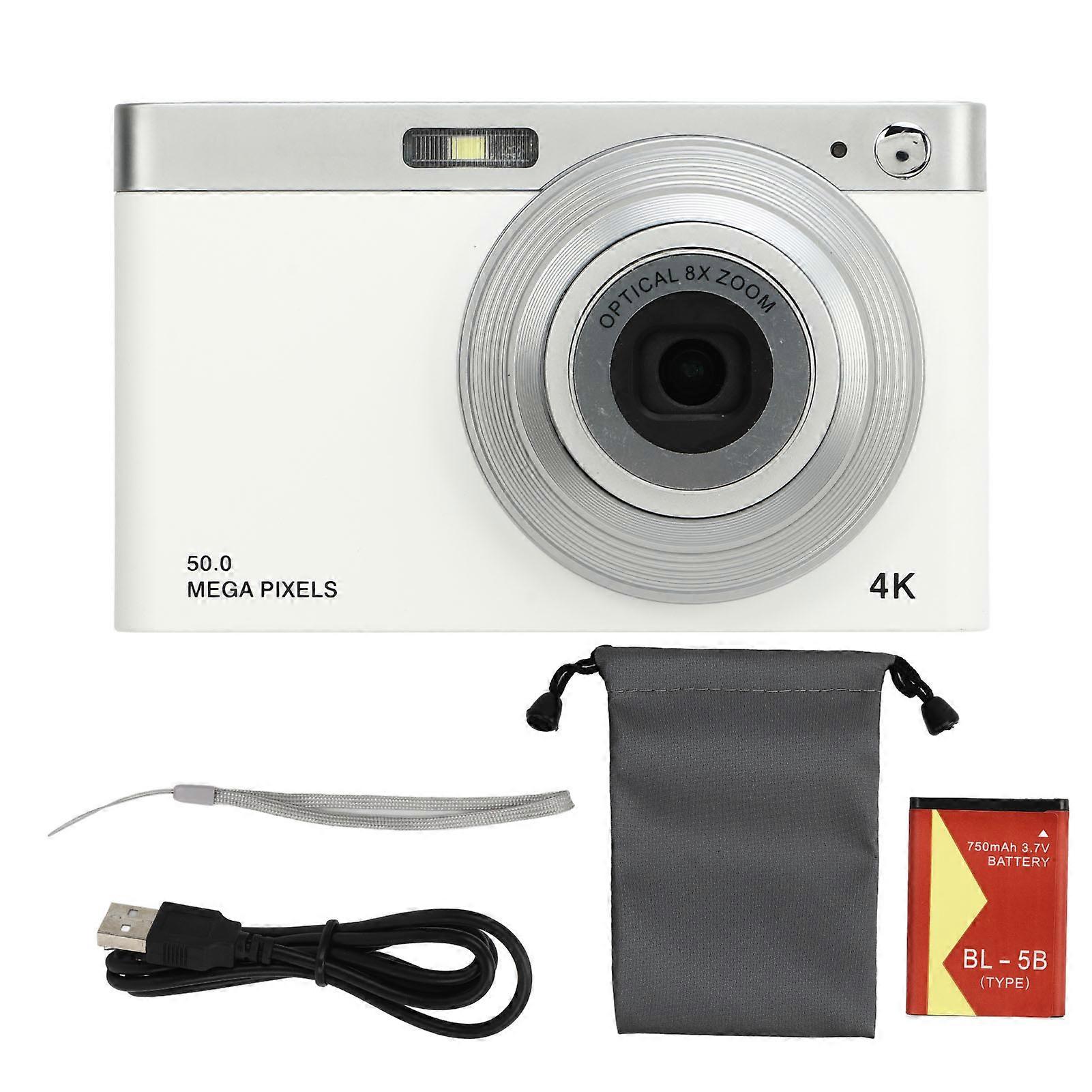 Digital Camera 2.88 Inch IPS Screen 4K 50MP 16X Digital Zoom Portable Compact Camera with Built in Fill Light for Students Teens Kids