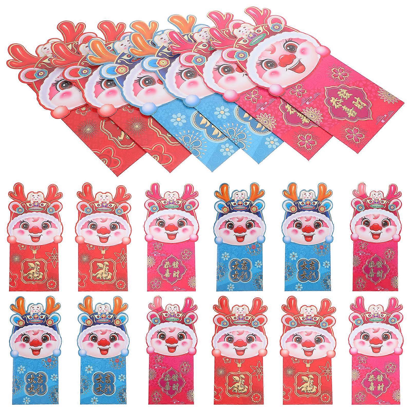 Chinese New Year Red Envelopes Paper Red Packet Dragon Shape 6Pcs Bright Color Design Chinese Style New Year Supplies