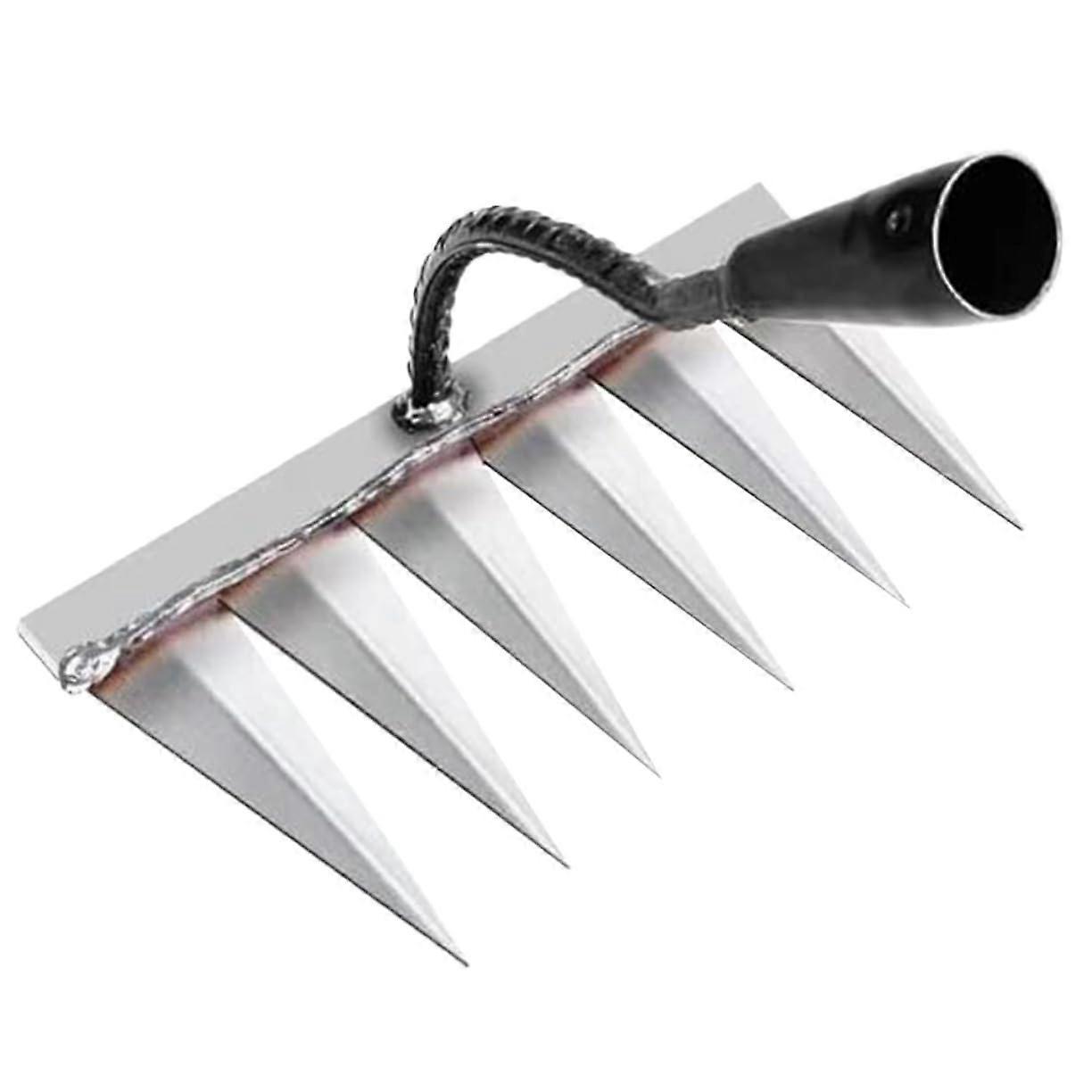 High Carbon Steel Garden Rake Without Handle, 5-Prong Cultivating Tool for Weeding, Planting, and Soil Loosening