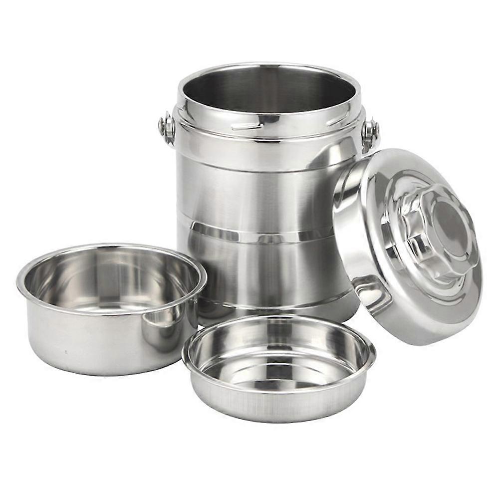 Portable Stainless Steel Thermal Lunch Box with Tight Lid Design for Insulation Use Silver 1.4L