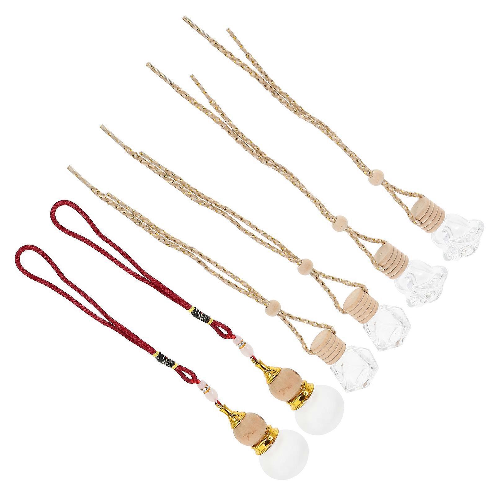 6pcs Car Air Freshener Hanging Glass Bottle for Essential Oil and Perfume Storage Use Assorted Color