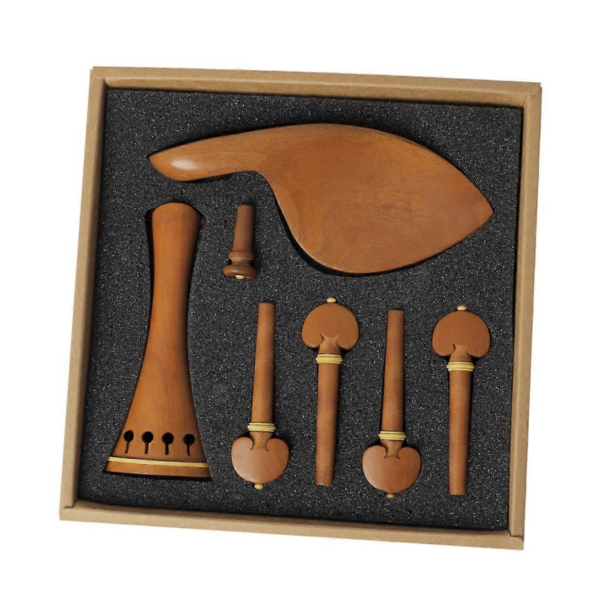 1 Set Violin Pegs for 4/4 Violin - Ebony Tuning Pegs and Tailpiece Parts for Full Size DIY Violin Accessory Kit