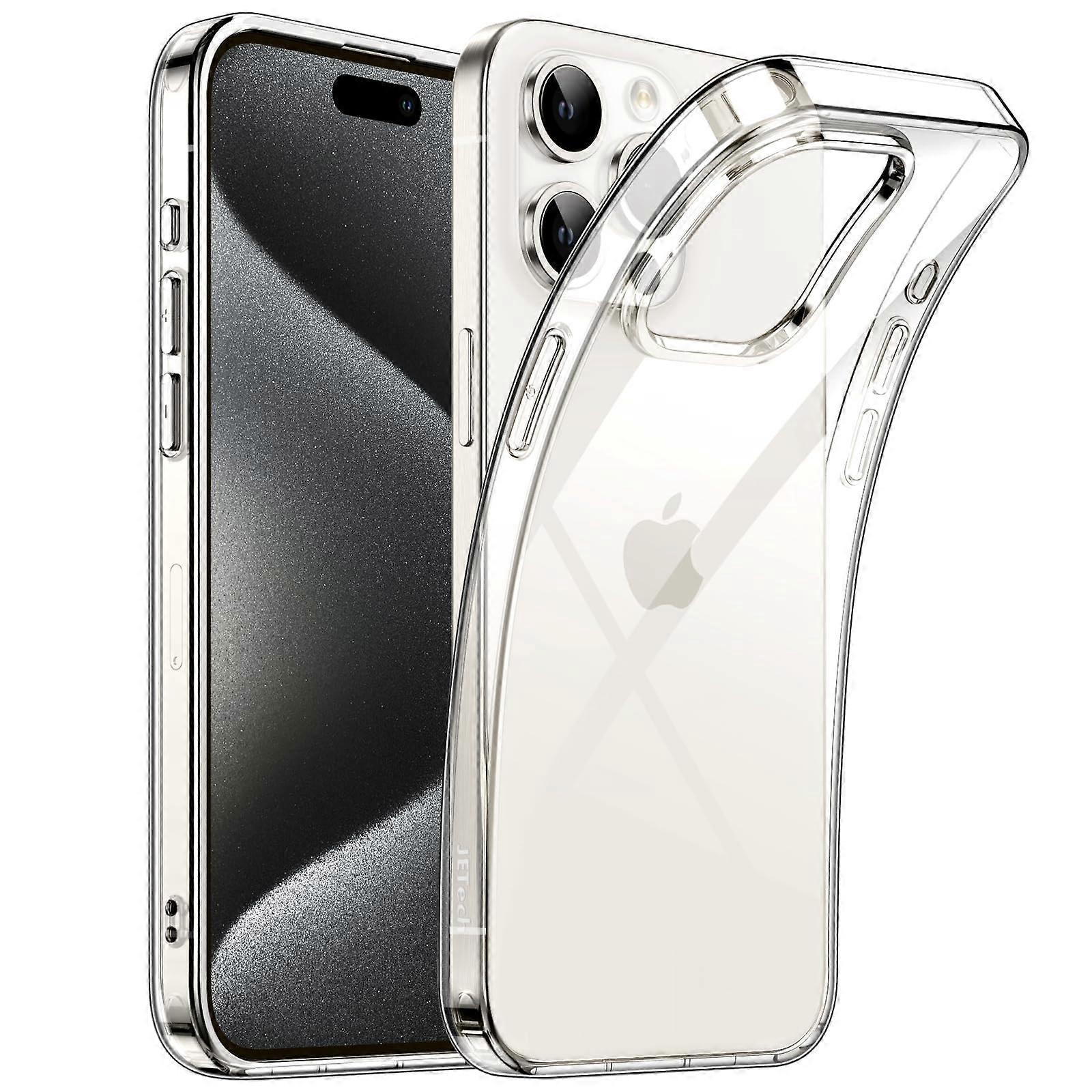 Case for iPhone 15 Pro Max 6.7 Inch, Transparent Soft TPU Thin Protective Cover with Shock Absorption and Wireless Charging Support