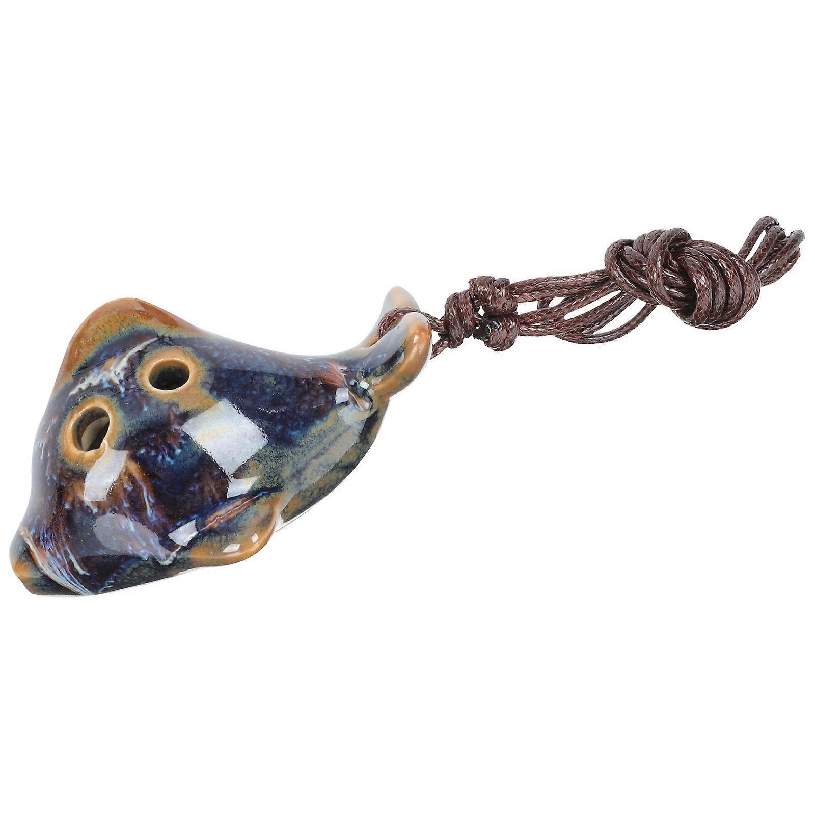 Ocarina Wind Instrument For Beginners Practice Gift Giving Blue Ceramic 1Pack