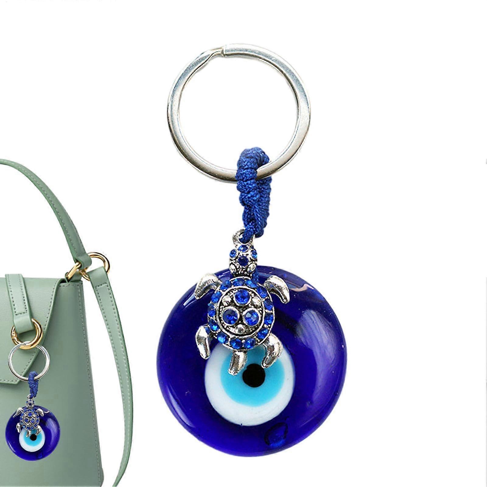 Lucky Keyring, Blue Eyes Keyring Portable and Smooth Key Ring Scratch Smooth Key Chain, Lucky Symbol for Backpacks, Handbags, Sea Turtle