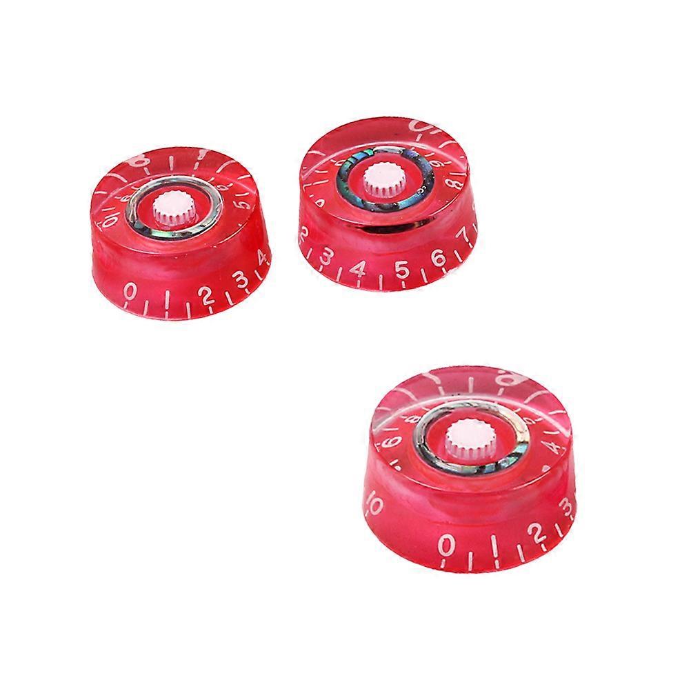 Shell Knobs Control Knobs Cap for Electric Guitar 3Pcs Set Red