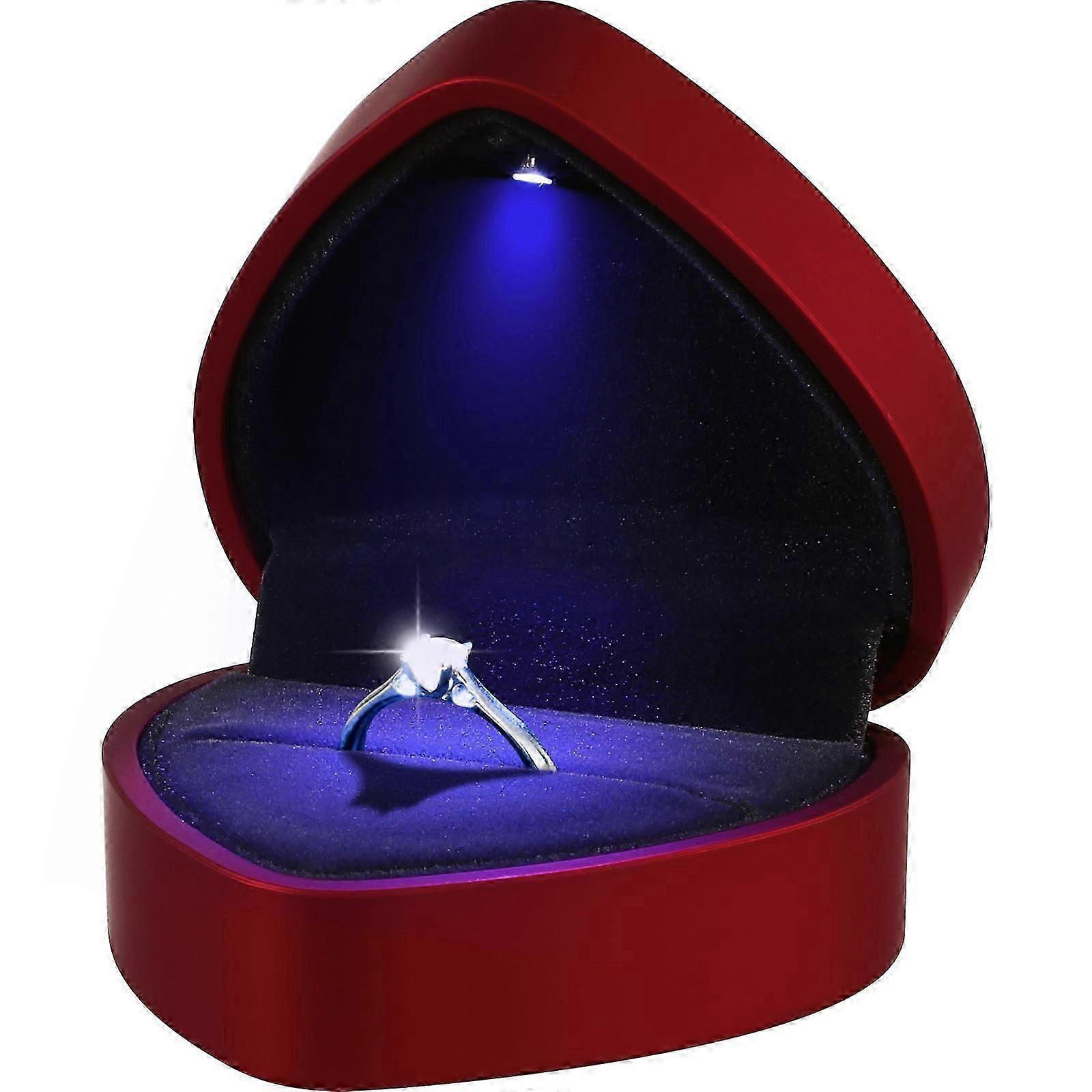 情人节心形盒子带灯，用于求婚 7.10X6.50X4.30CM 保护戒指 1 套