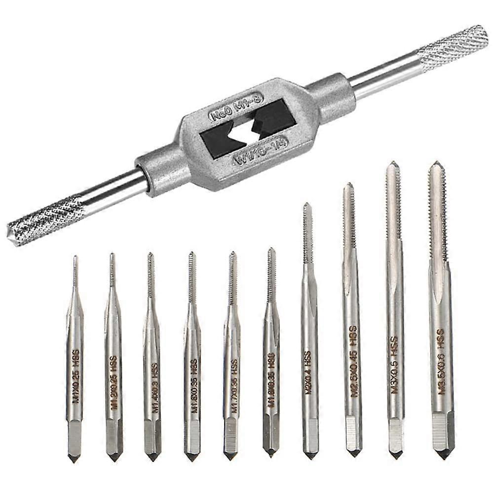 M1-M3.5 HSS Mini Metric Taps Set of 10, Straight Thread Cutting Tools for Precision Metalworking