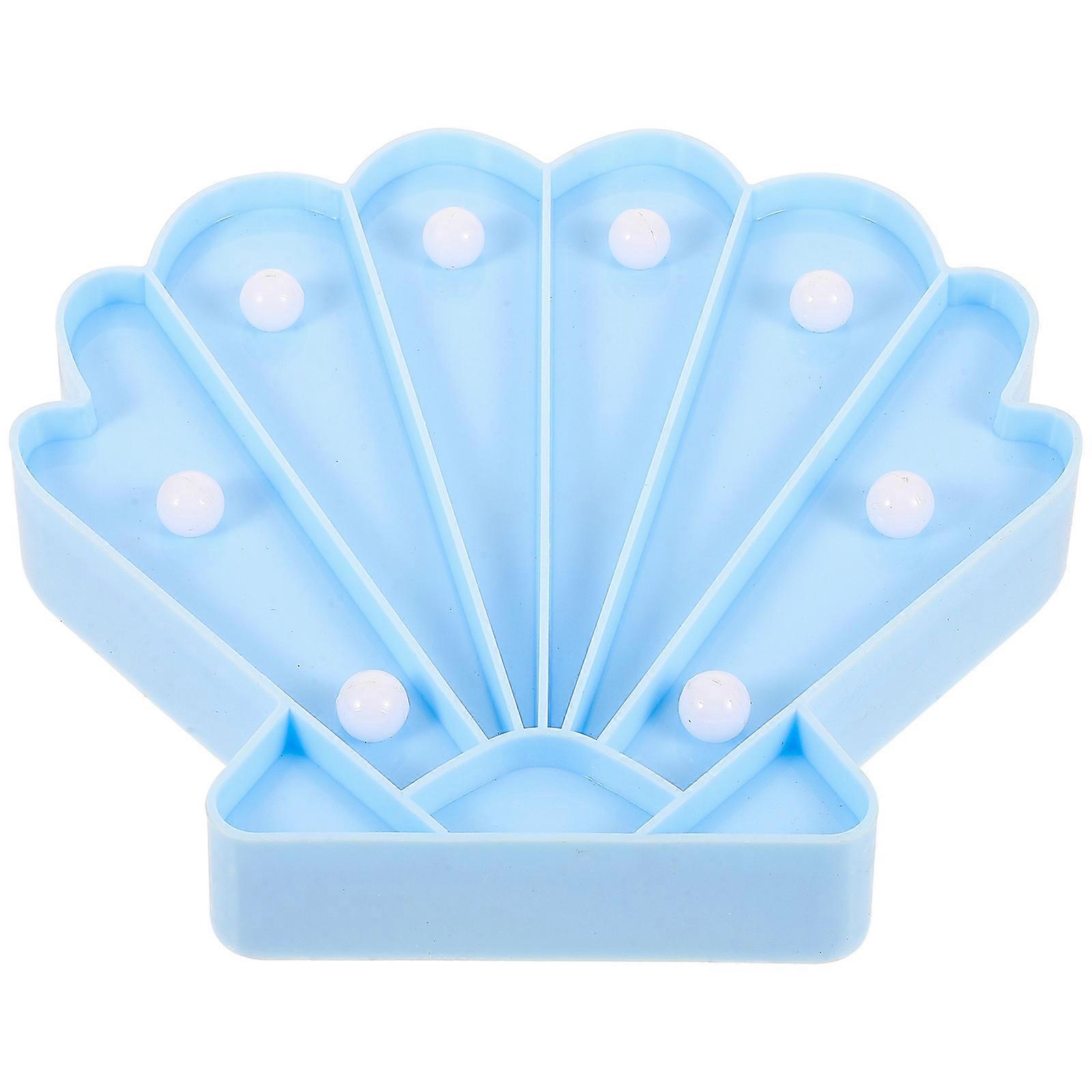 Blue Seashell Shaped Night Light Made of Plastic for Home Use Perfect for Bedside or Table Lighting