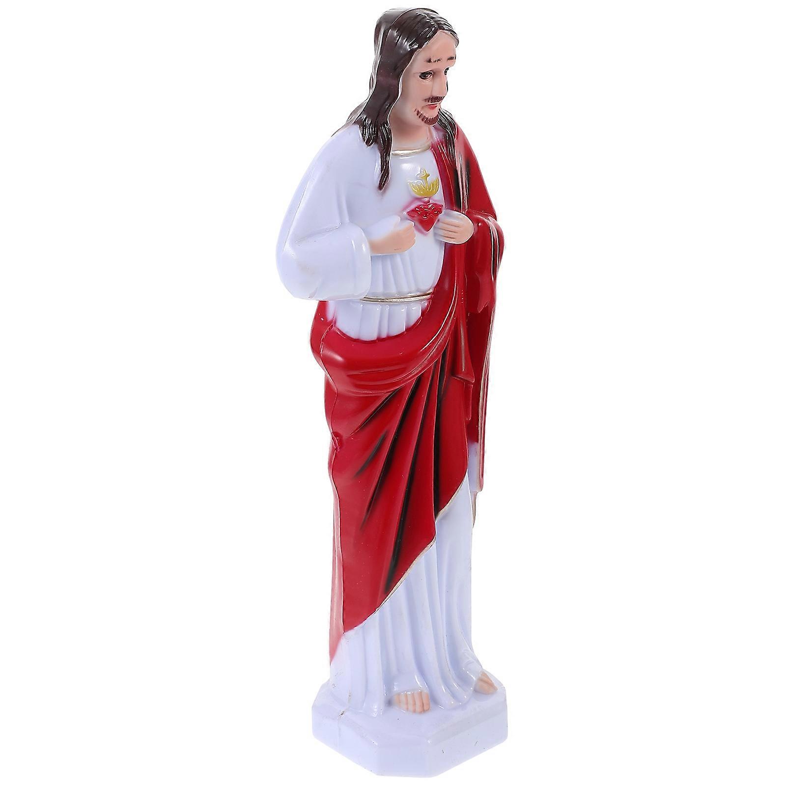 Plastic Jesus Statue for Decoration Red Shelf Table Ornament 6.5