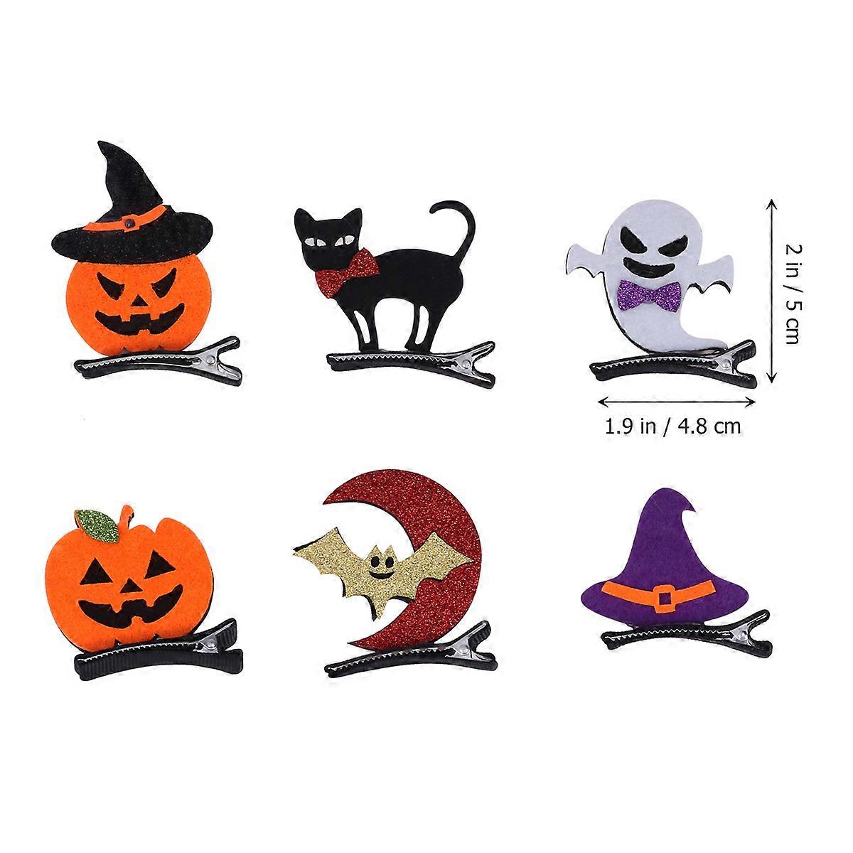 Assorted Color Halloween Hair Clips for Kids and Babies with Alloy Material 12Pcs Various Shapes