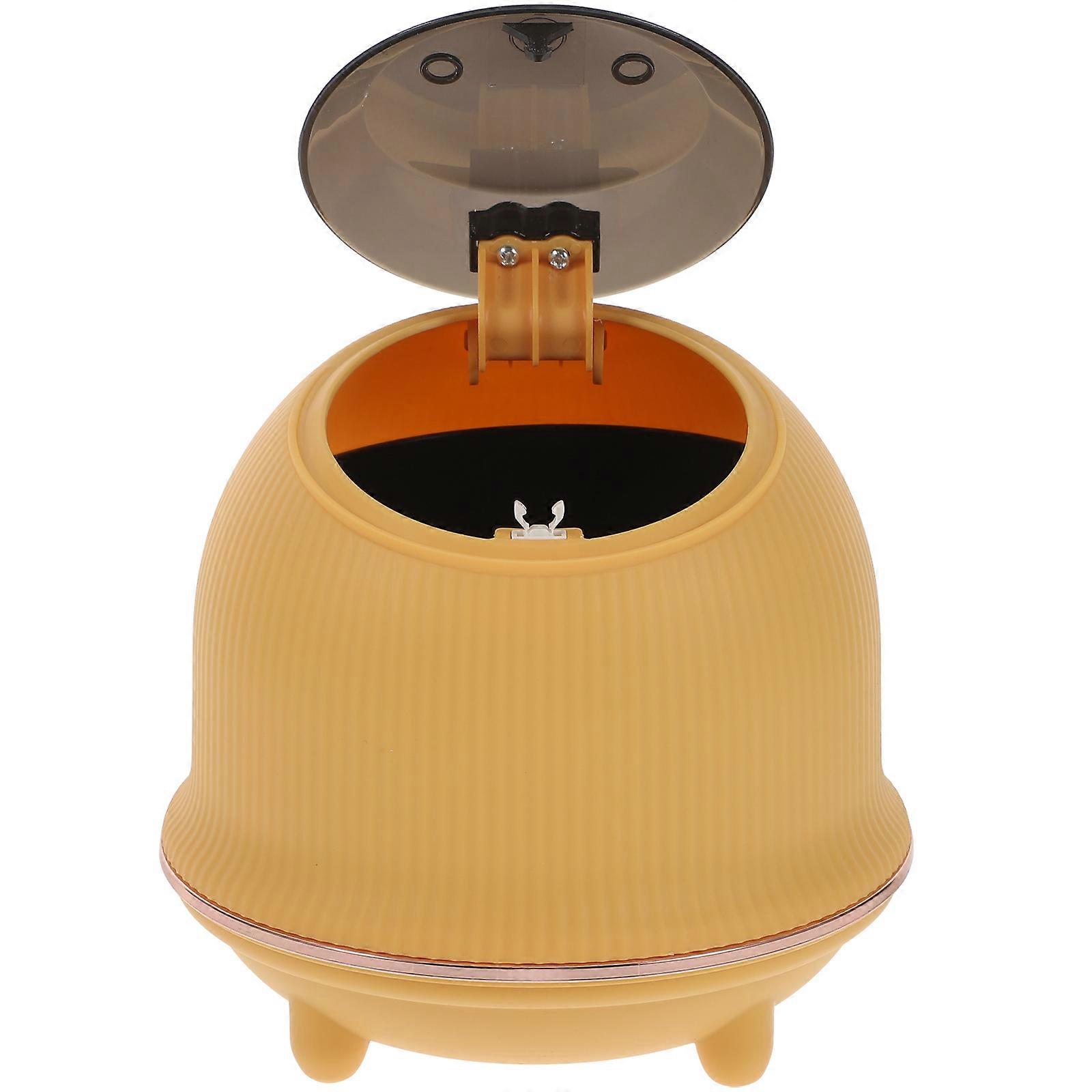 Yellow Desktop Press Trash Can ABS Material for Home Use Waste Container 7.5L