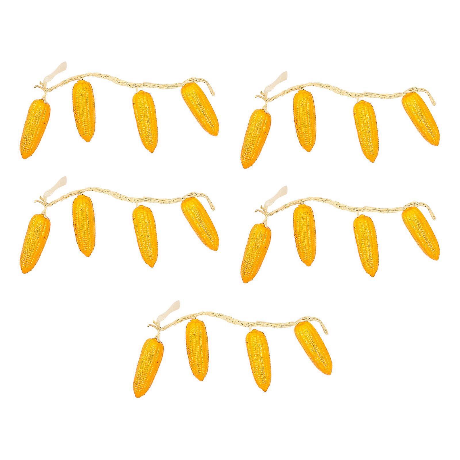 Synthetic Yellow Corn on the Cob Ornament for Decor Use 5 Strings