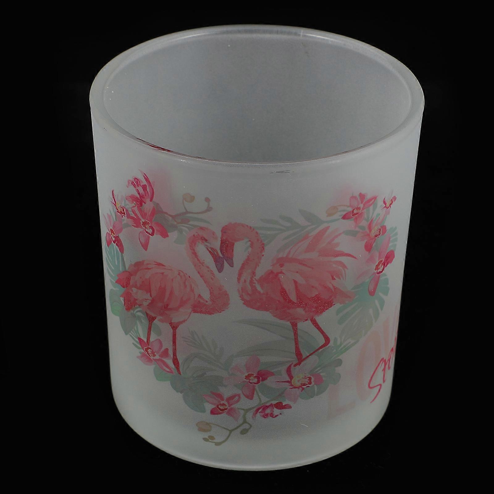 Chic Glass Candleholder Flamingo Print Candleholder For Bedroom Hotel Living Room Café Assorted Color 1Set