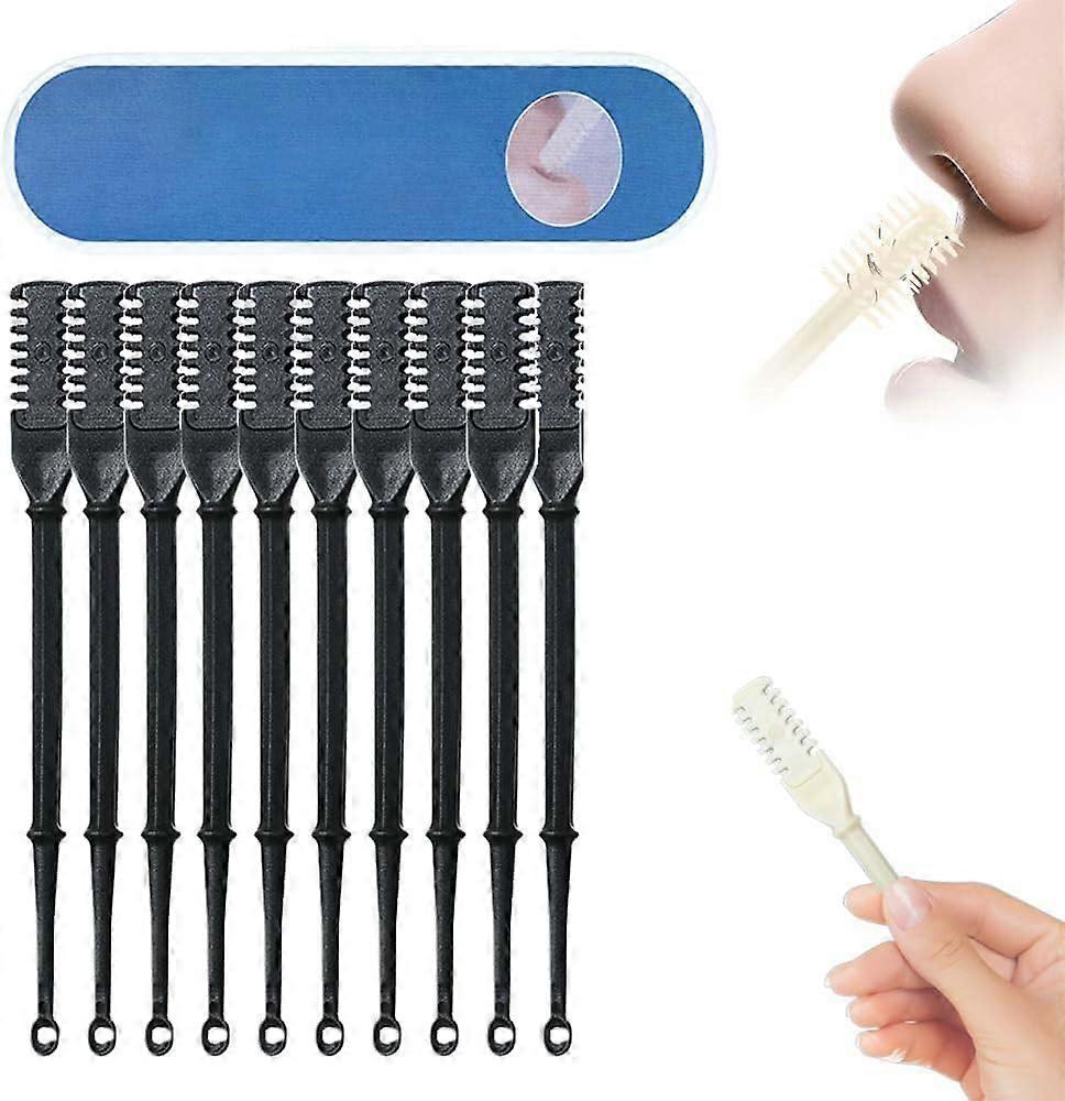 Nose Hair Trimmer Double Sided Manual Razor with 360° Rotation, Portable Nostril Hair Remover Tool for Women, Includes Ear Picker 10PC Black