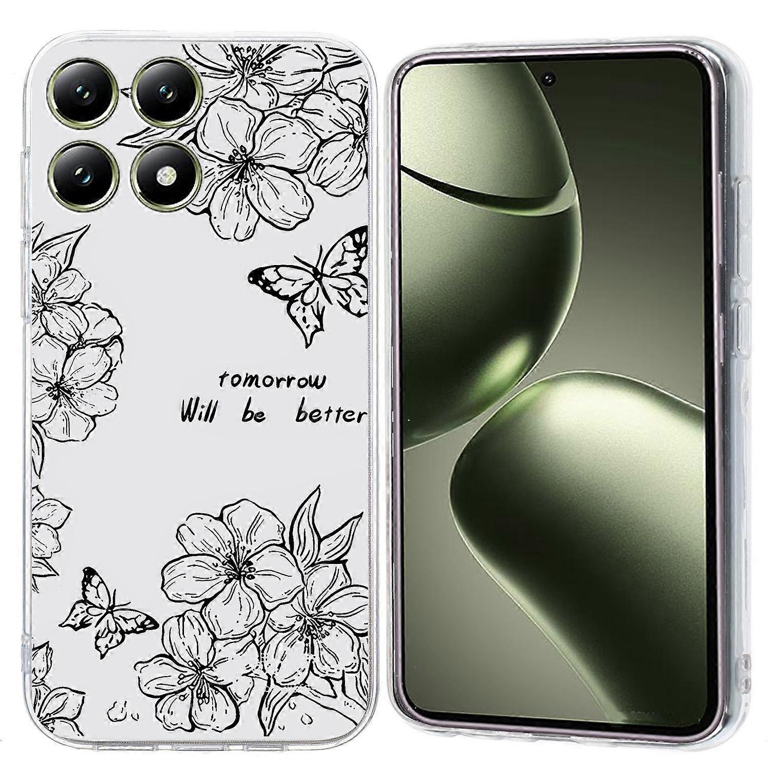For Xiaomi 14T Case Pattern Printing Shockproof Soft TPU Phone Cover - Butterfly Flower