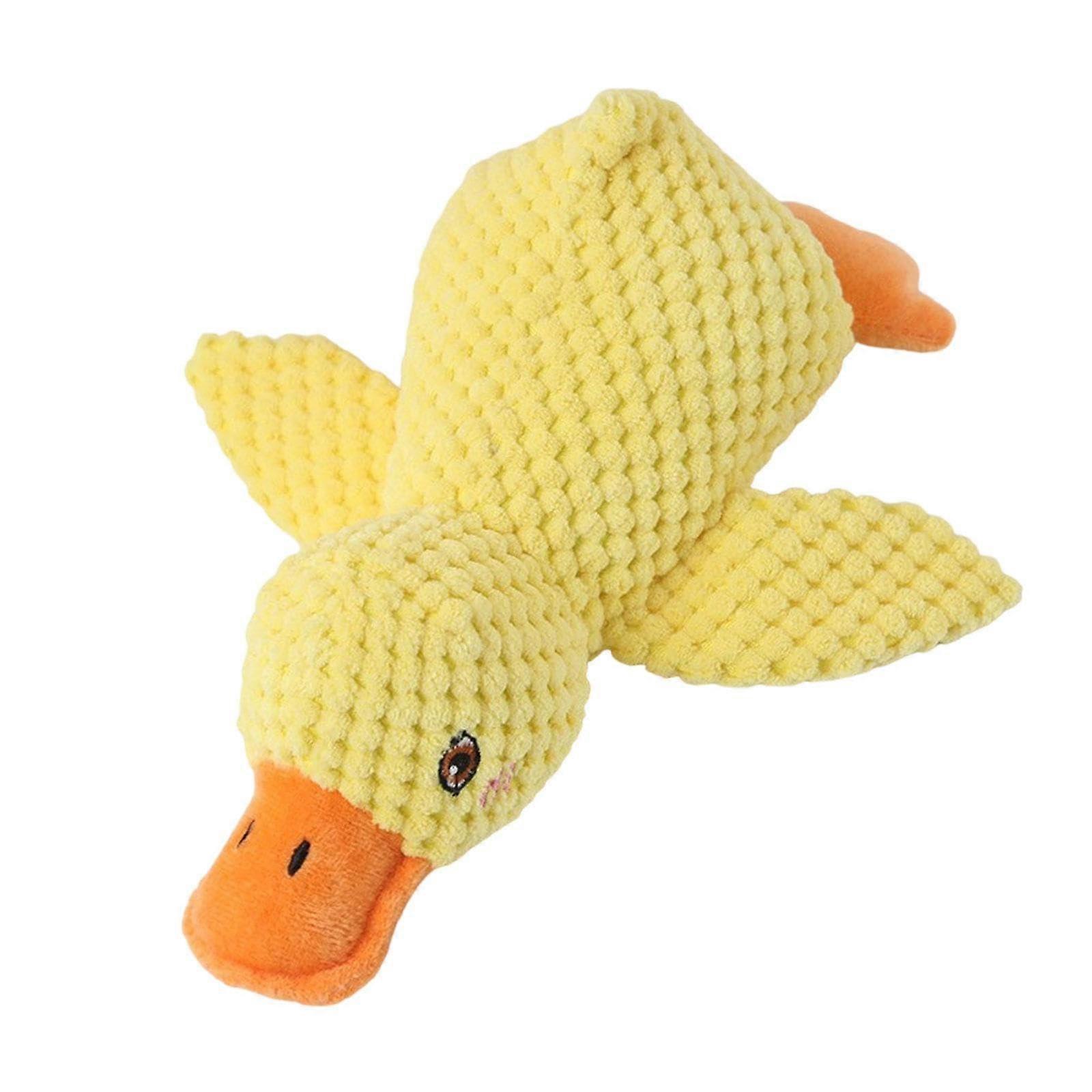 Stuffed, Squeaky Dog Toy, Interactive Plush Chew Toy for Small to Medium Dogs, Yellow