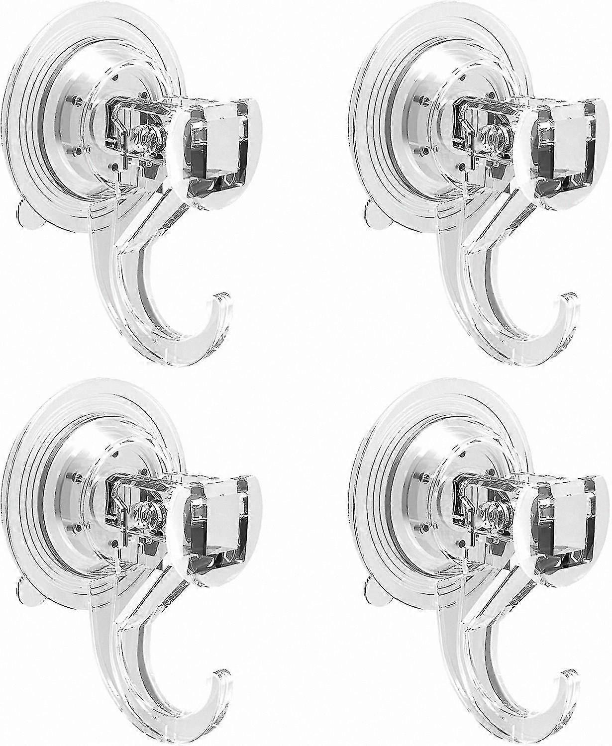 Multi-Purpose Suction Hooks 4 Pack Strong Vacuum Grip Push Lock Design Holds Up to 3kg Transparent Wall Hangers for Kitchen Bathroom Organization