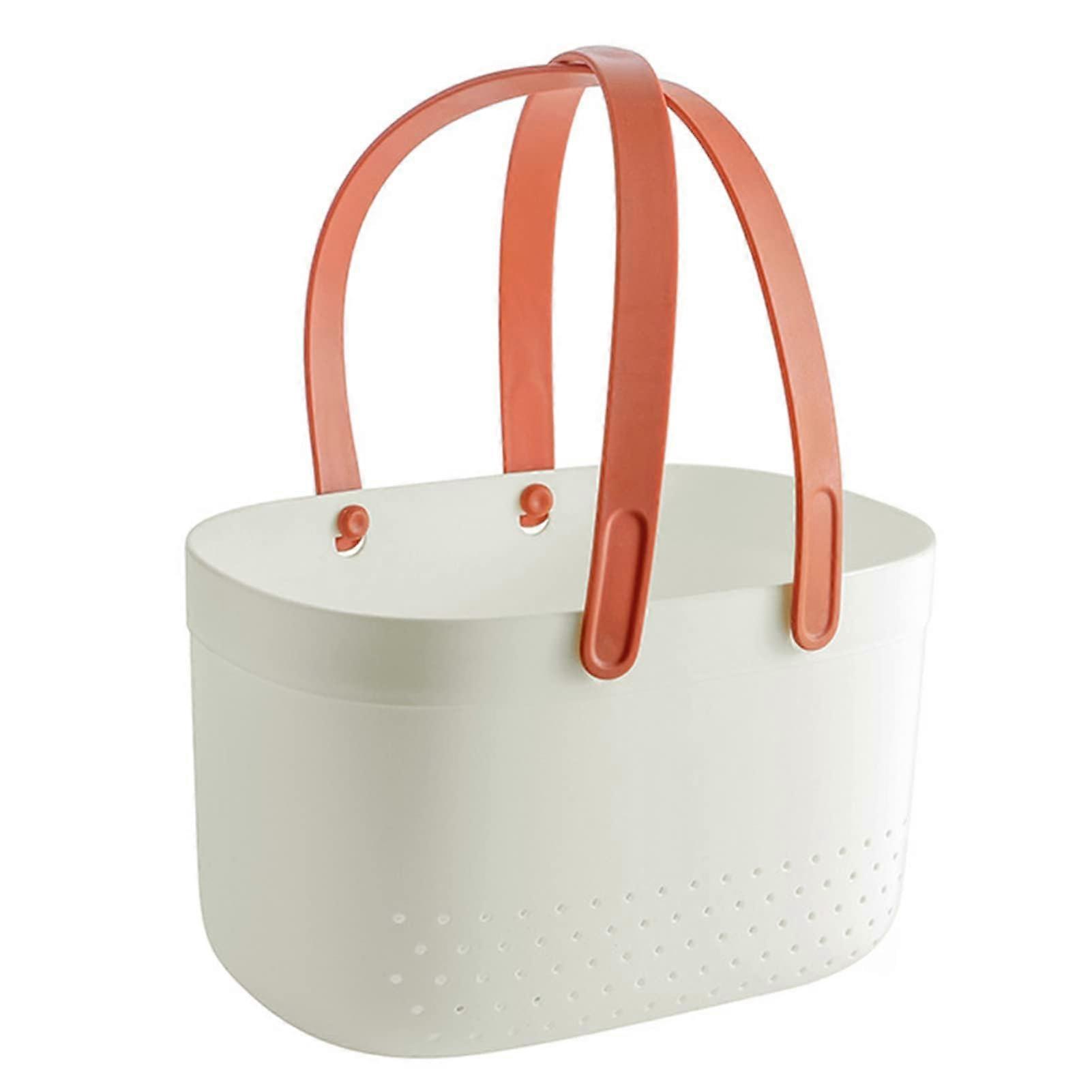 Stackable Organizer Caddy with Handle, Ventilation Holes 9.8×6.7×5.7in White