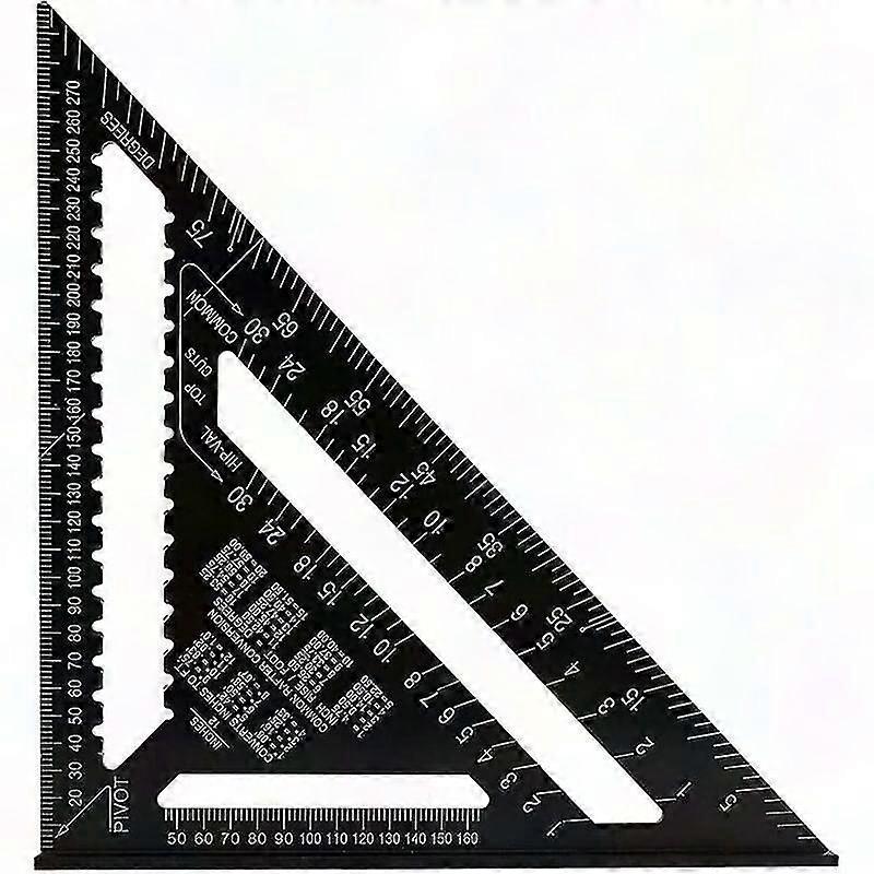 Professional Alloy Carpenter Square 30cm - High Accuracy Metric Triangle Ruler, Angle Protractor, Rafter Square for Woodworking