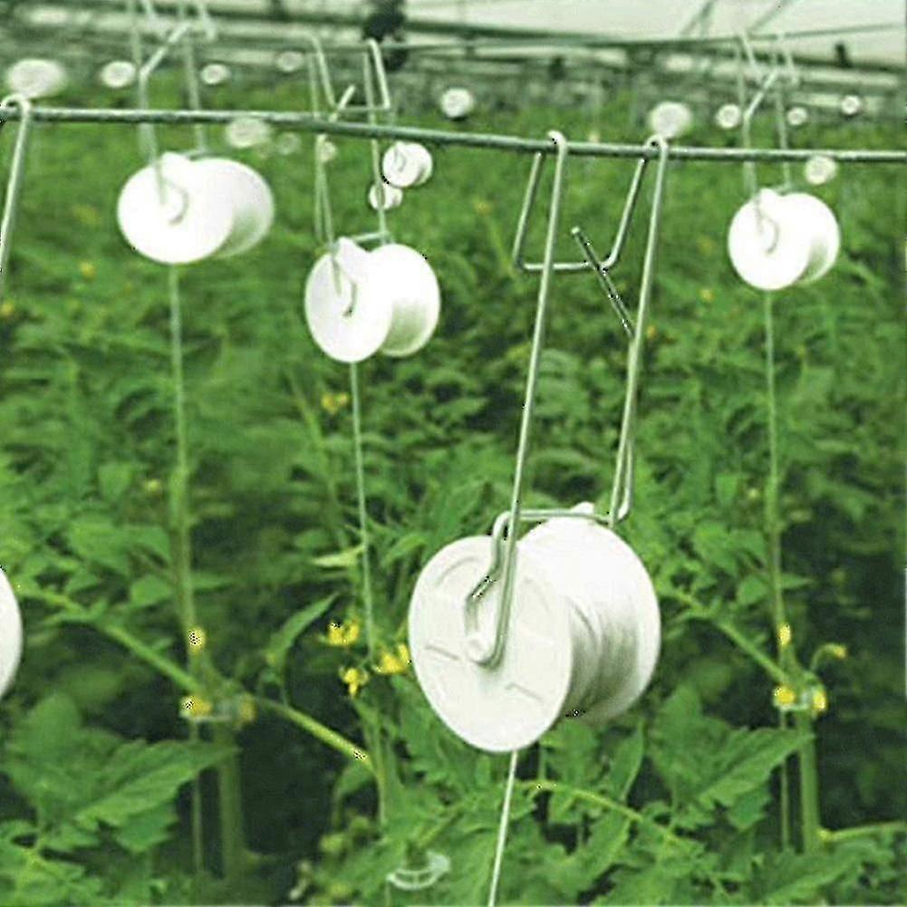 Tomato Support Trellis Hooks with 15m Twine, 6 Pcs for Greenhouse Gardening (White)