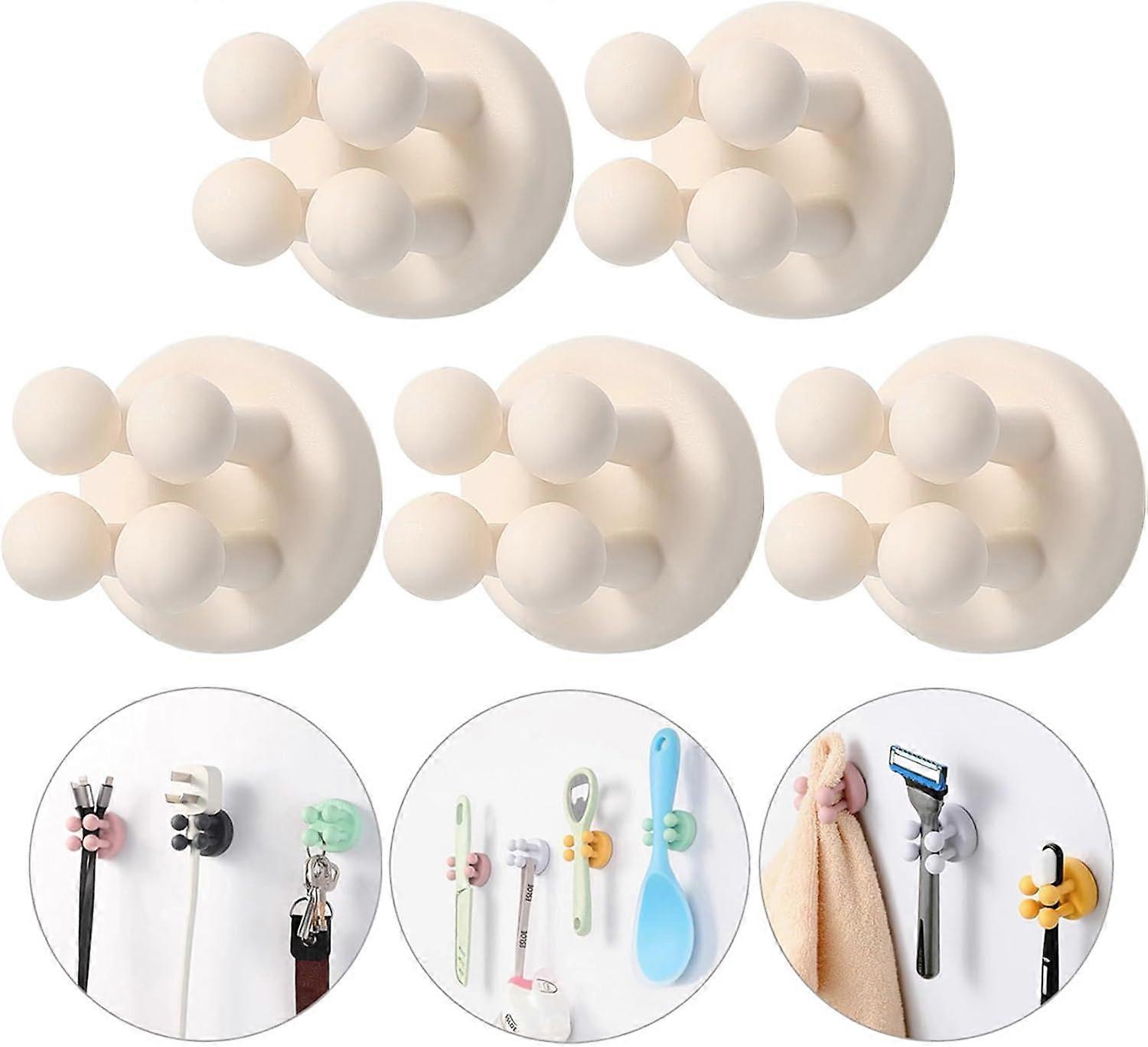 5Pcs Self-adhesive Silicone Hook Holders - Mounted to Wall for Clippin