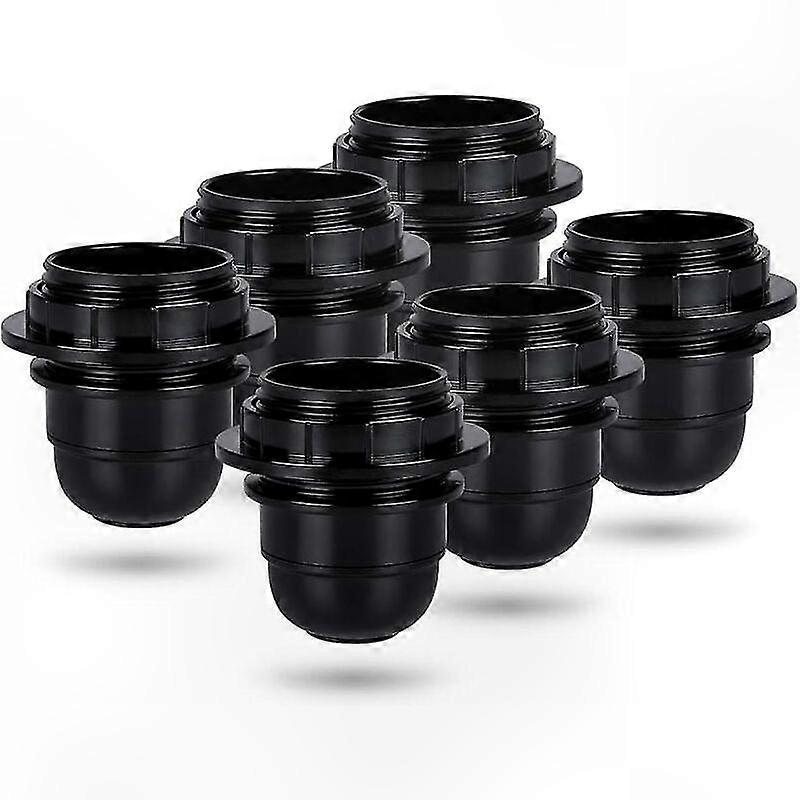 Black e27 screw socket - 6x e27 lamp socket plastic ring - e27 bulb socket - e27 bulb socket holder for ceiling and pendant lamp - e27 bulb socket
