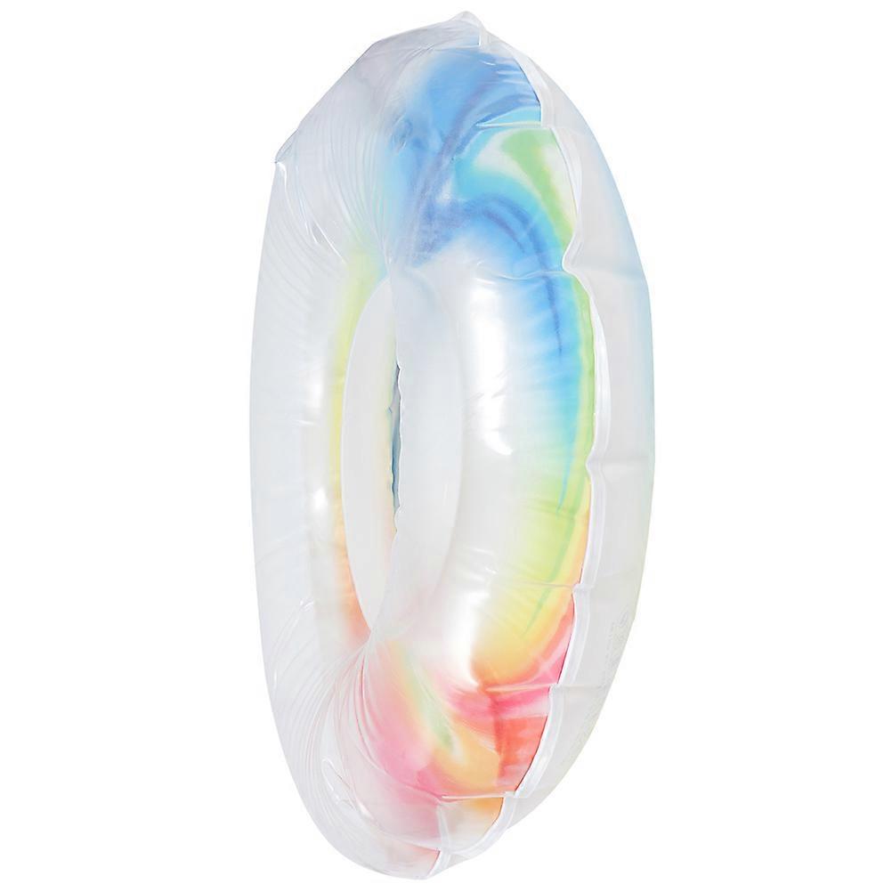 Rainbow Pattern Inflatable Swimming Ring for Summer Pool Parties, Safe Design for Family Gatherings and Beach Fun