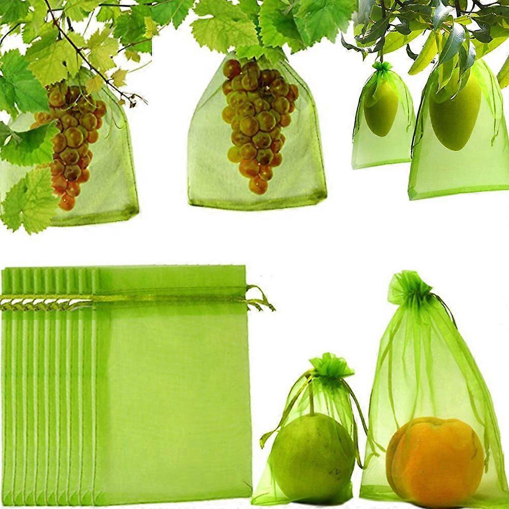 50 Pieces Green Fruit Protection Bags,Fruit Netting Bags with Drawstring for Protecting Vegetable Net Cover(20 * 30cm)