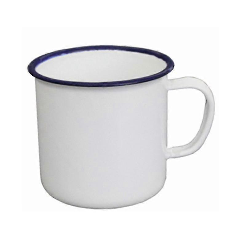 Tasse à eau multi-usage de style rétro Émail Tasse à boisson à base non coulissante pratique pour la maison-8 cm-Blanc