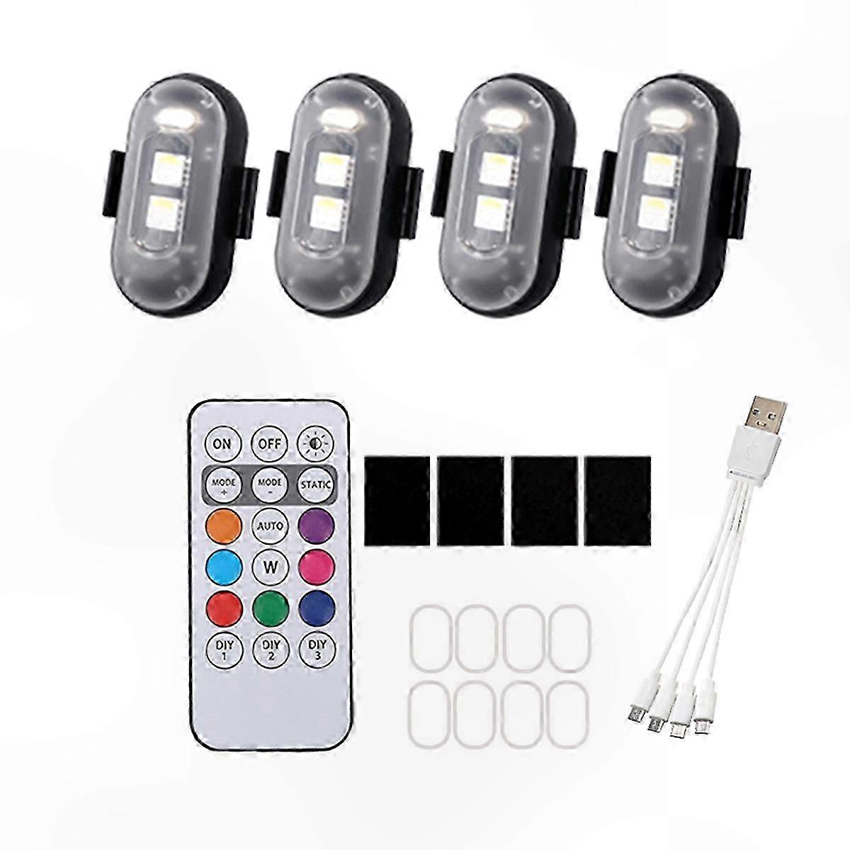 LED Strobe Warning Lights for Aircraft and Motorcycles Position Flash Wireless RGB