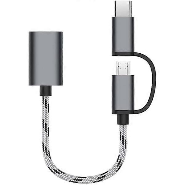 JAHH USB Hub 2-in-1 USB 3.0 OTG Adapter Cable Type-C Micro USB to USB 3.0 Interface Mobile Phone Converter