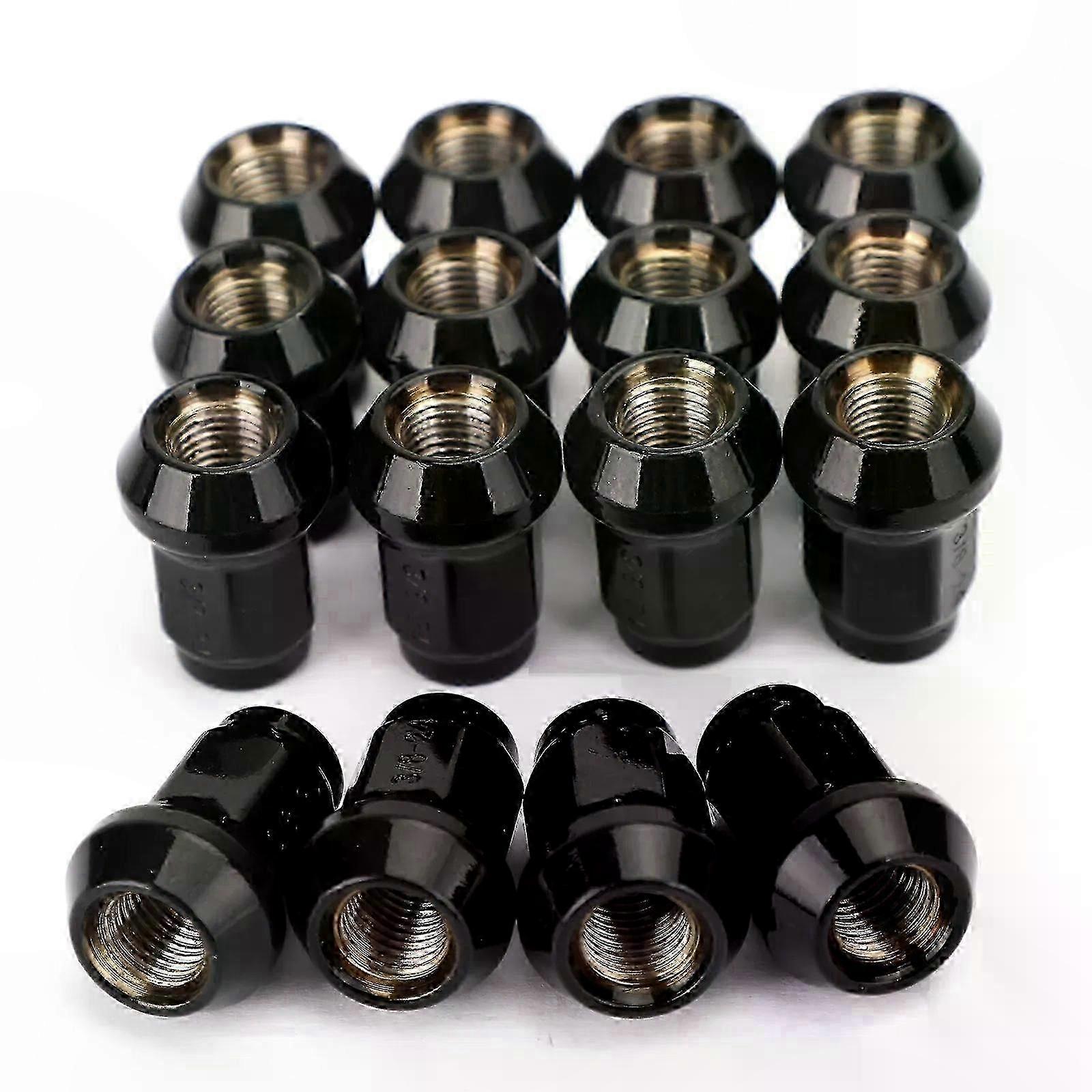 16-Pack 3/8-24 Tapered Lug Nuts, Black, Compatible with Polaris Ranger RZR 700 900XP 800 570