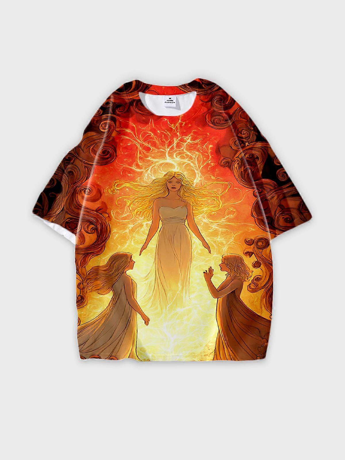 T-Shirt Short Sleeve Round Neck, Summer Casual Loose Graphic Tee, Unisex Pattern V2743