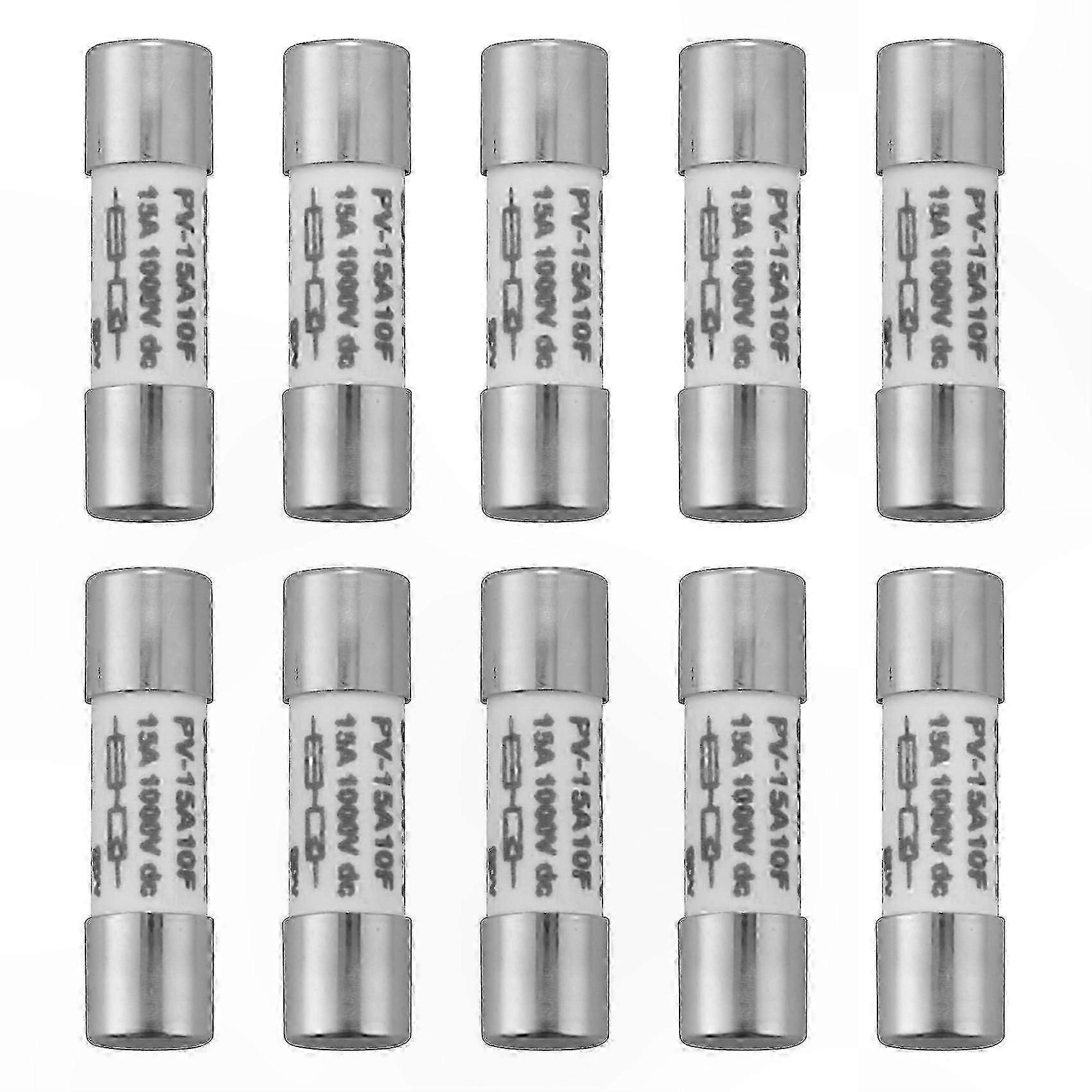 1000V 15A PV Fuse Silver 10-Pack for Solar Electrical System Safety Protection Against Explosions