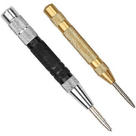 2Pcs Strong Adjustable Automatic Center Punch Spring Loaded Metal Drilling Tools